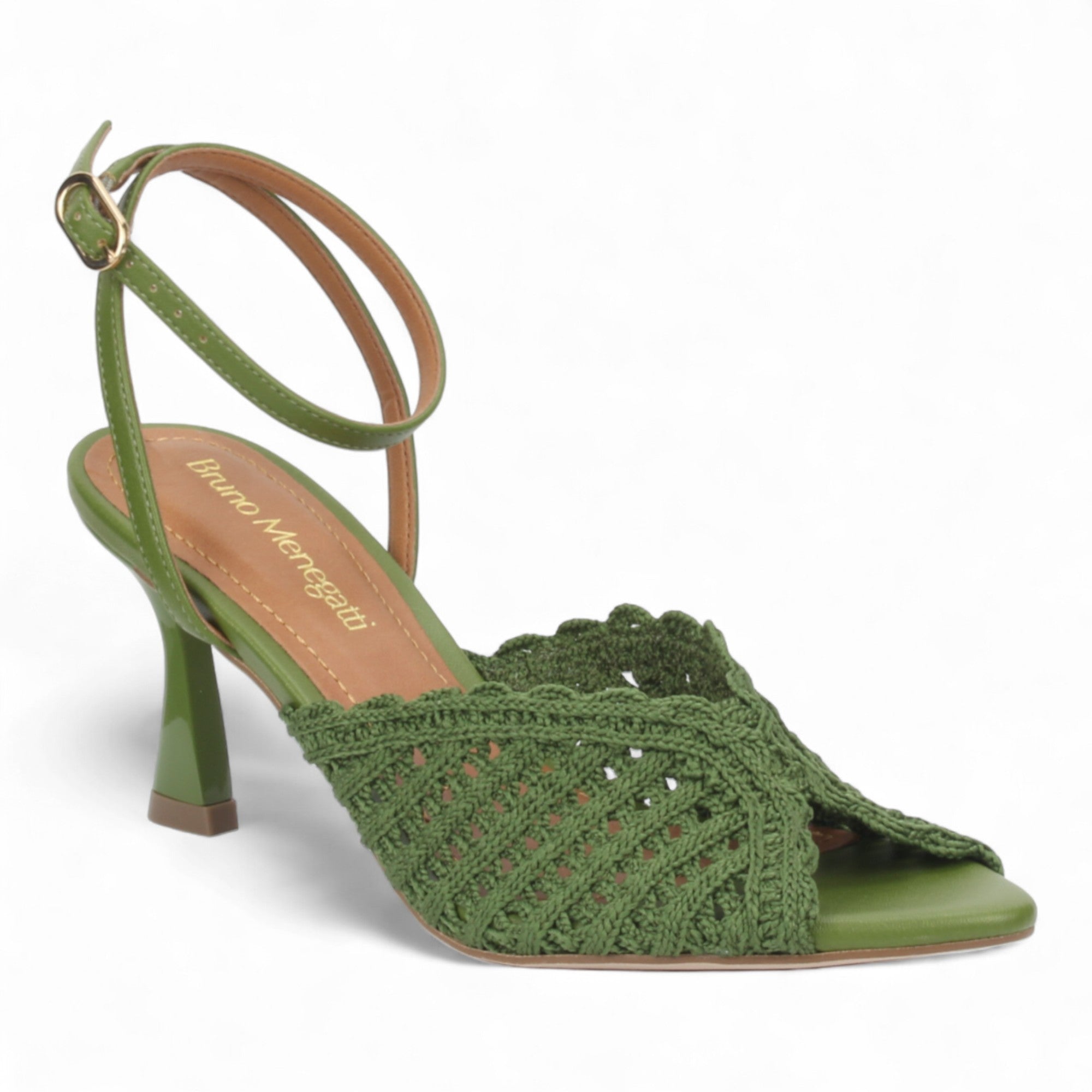 Bruno Menegatti Ankle Strap Crochet Sandal - Green