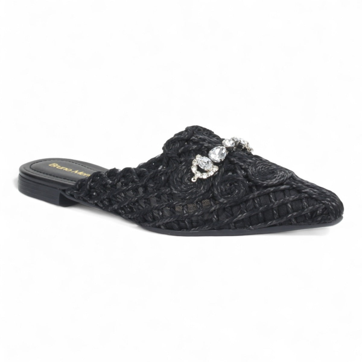 Bruno Menegatti Athina Woven Crochet Mule - Black