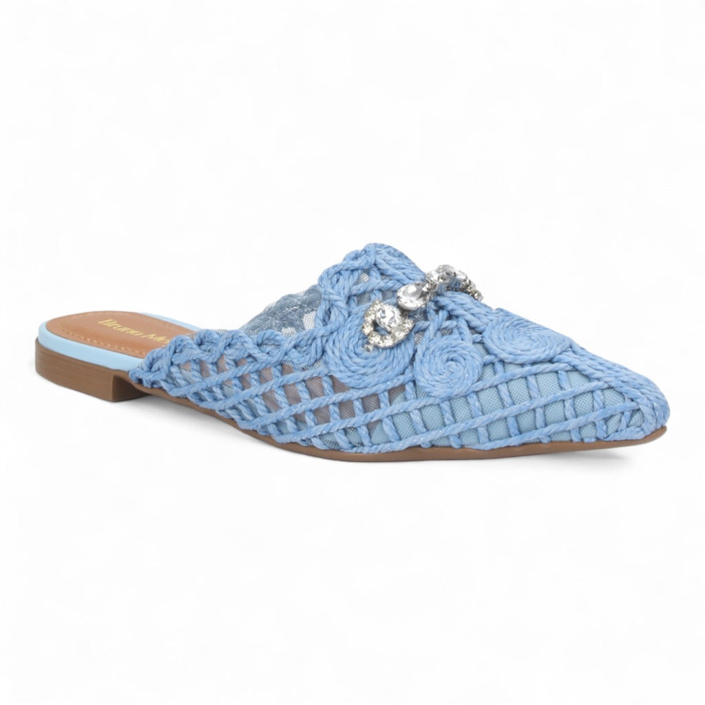 Bruno Menegatti Athina Woven Crochet Mule - Blue