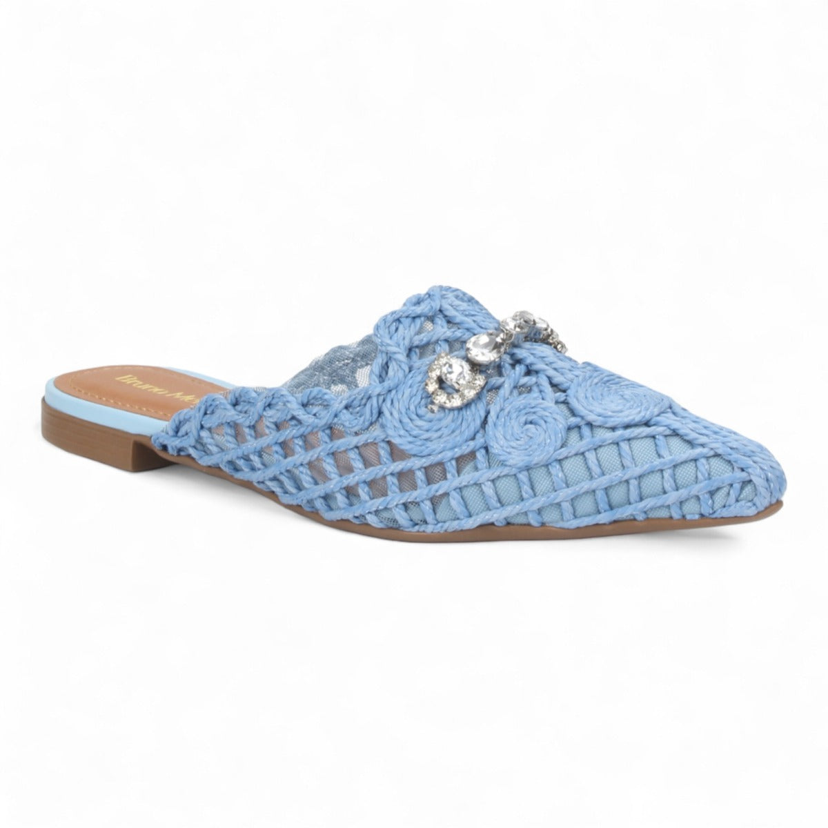 Bruno Menegatti Athina Woven Crochet Mule - Blue