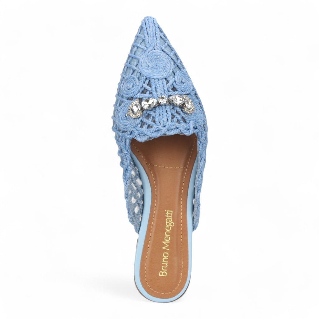 Bruno Menegatti Athina Woven Crochet Mule - Blue