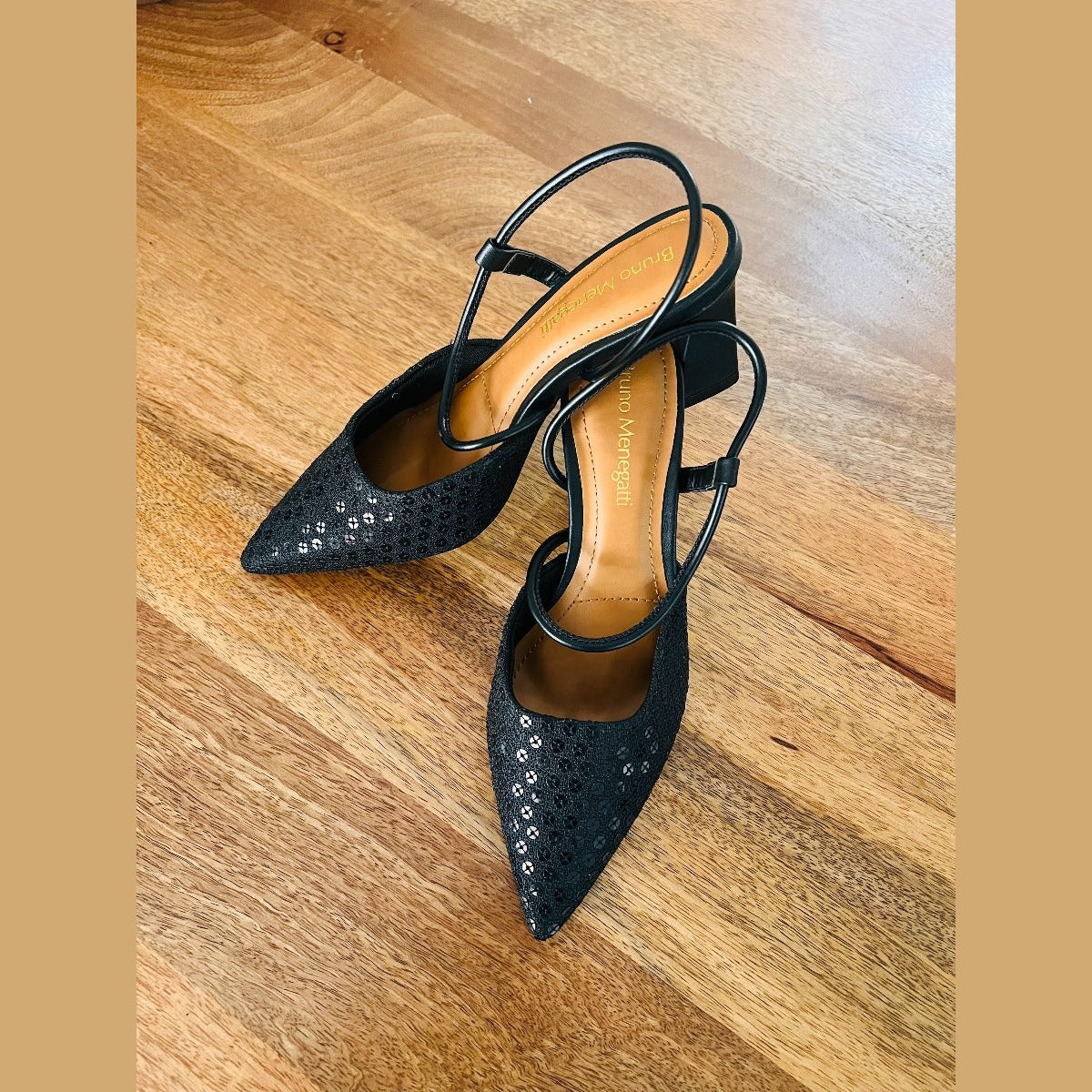 Bruno Menegatti Chantel Embellished Sling back - Black