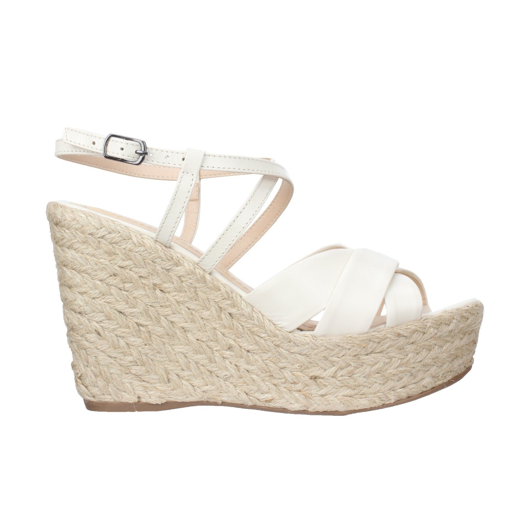 Bruno Menegatti Grace Ankle Strap Wedge Leather Sandal- Offwhite