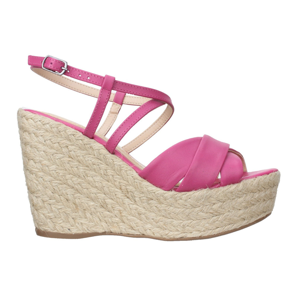 Bruno Menegatti Grace Ankle Strap Wedge Leather Sandal- Fucsia