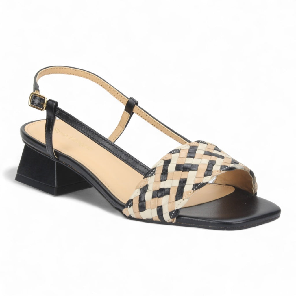 Bruno Menegatti Kimberly Leather Slingback Sandals - Black OffWhite Nude