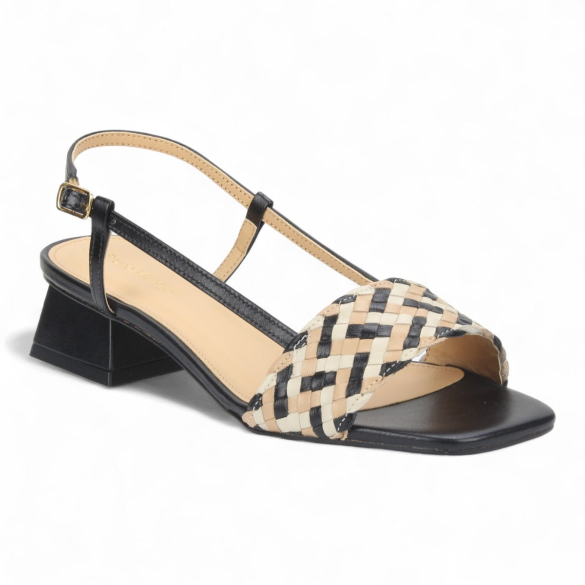 Bruno Menegatti Kimberly Leather Slingback Sandals - Black OffWhite Nude