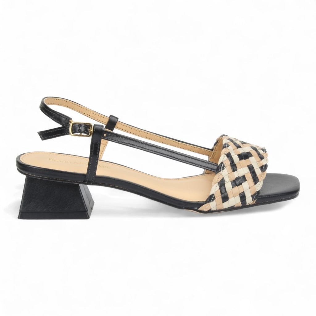 Bruno Menegatti Kimberly Leather Slingback Sandals - Black OffWhite Nude