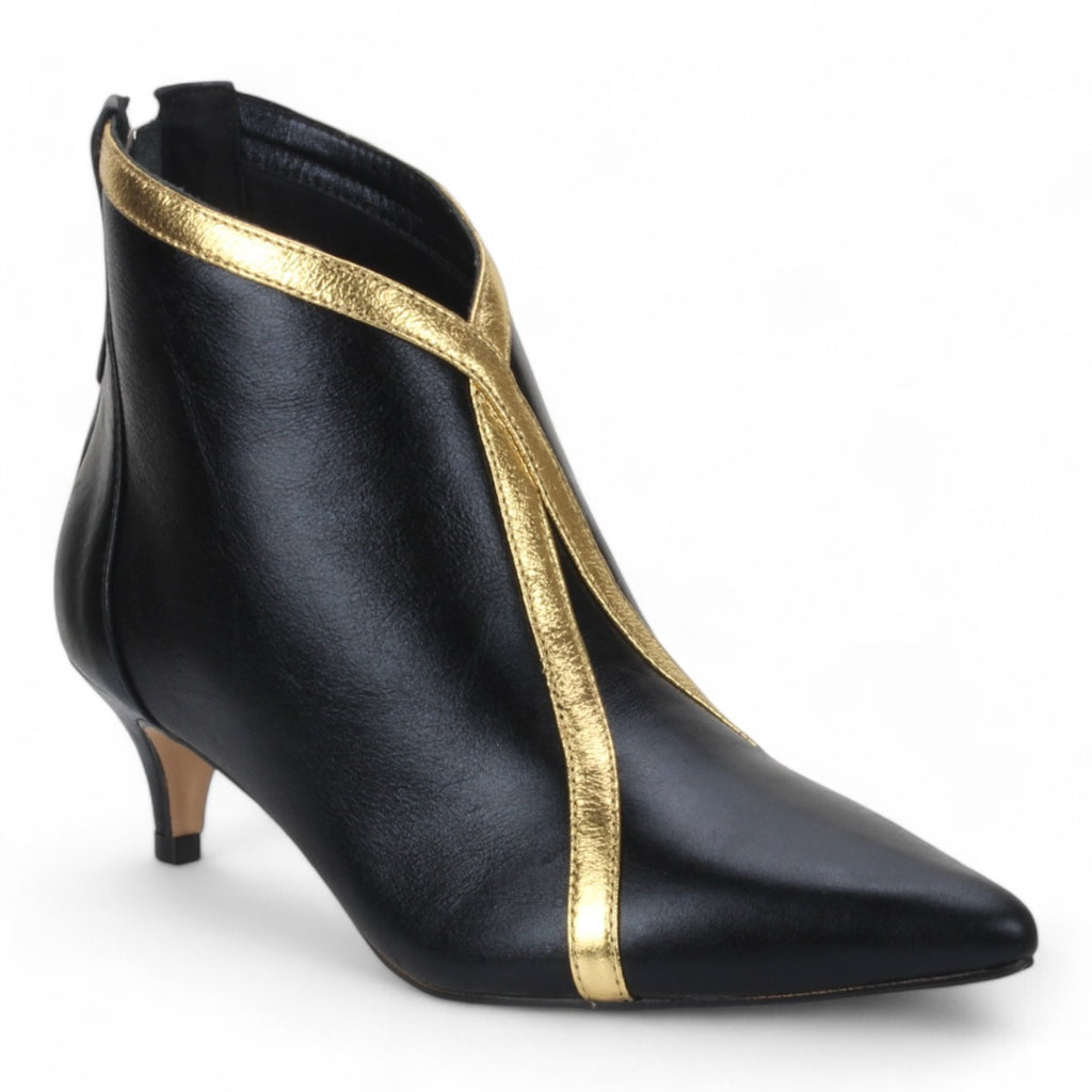 Bruno Menegatti Leather Dress Bootie - Black Gold