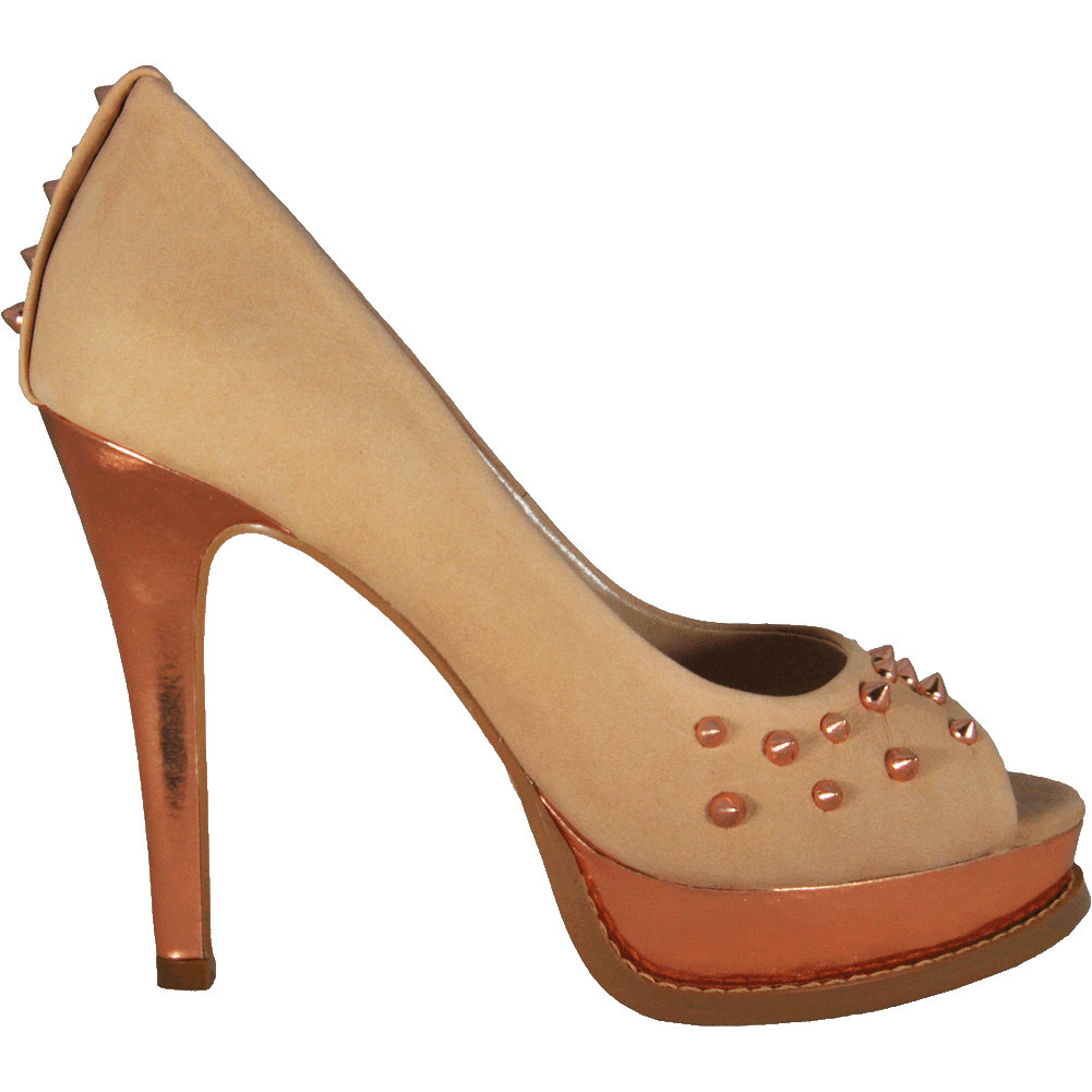Bruno Menegatti Leather Peep-Toe Platform Pump - Peach Rose