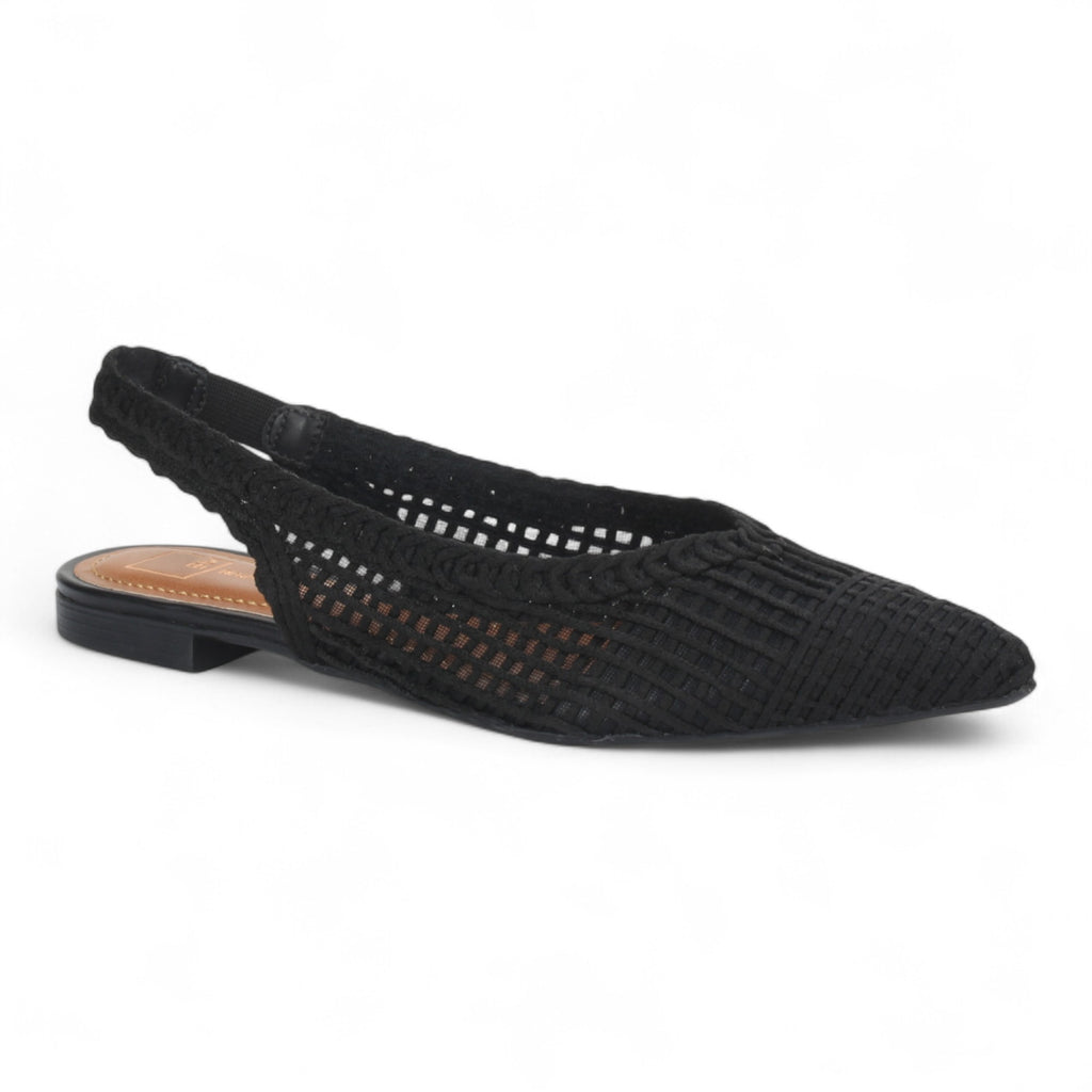 Bruno Menegatti Sandra Crochet Flat Slingbacks - Black