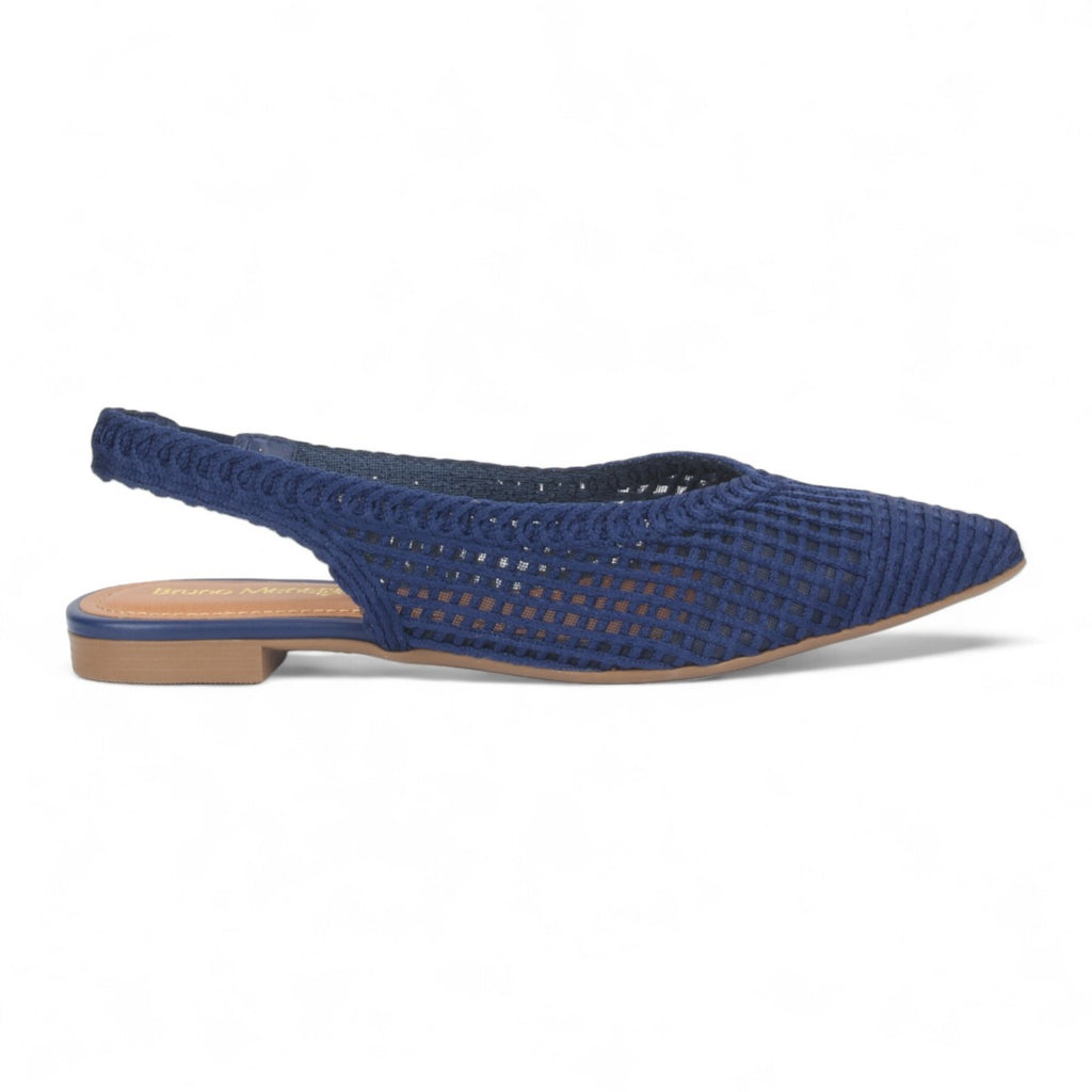 Bruno Menegatti Sandra Crochet Flat Slingbacks - Navy