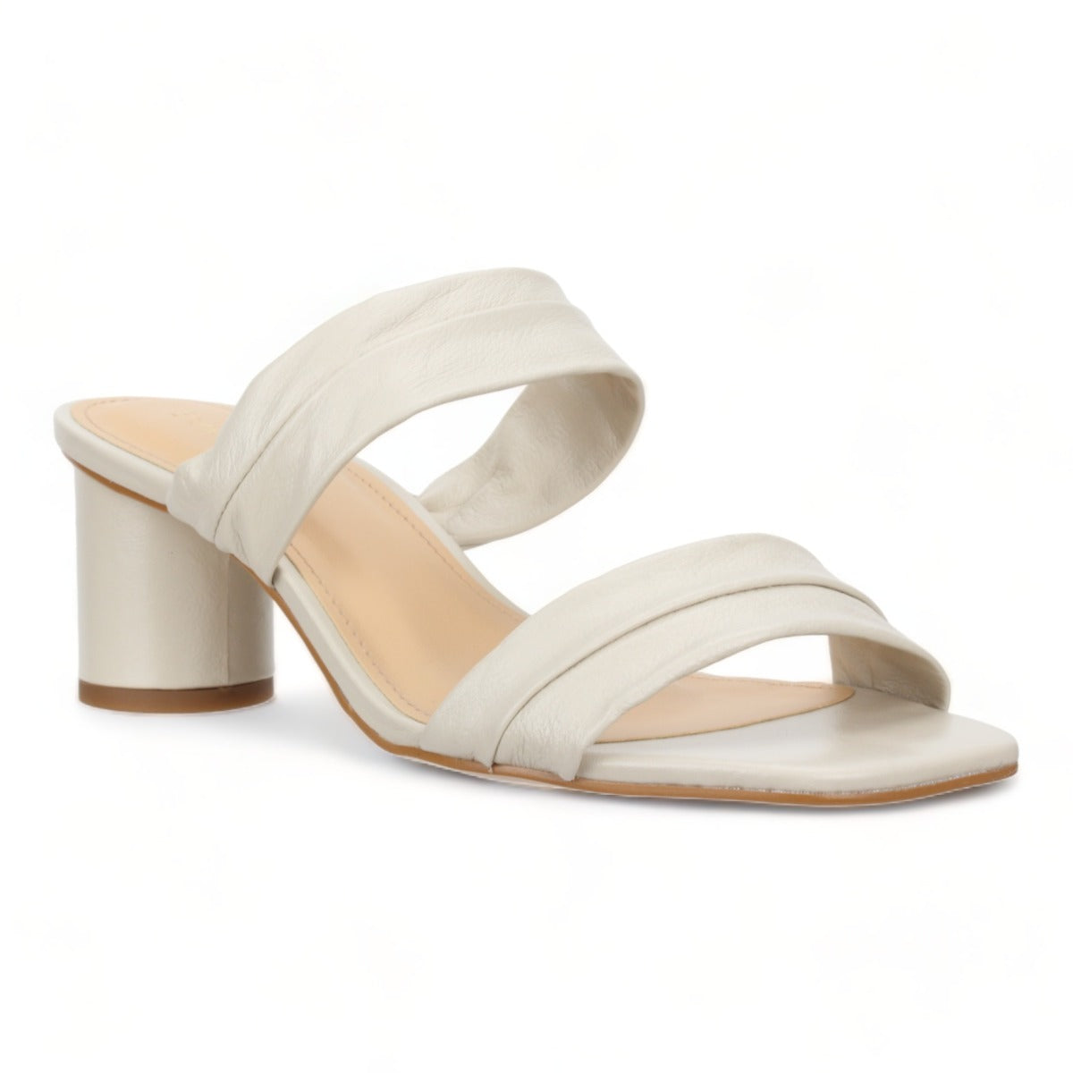 Bruno Menegatti Victoria Leather Slide Sandal - Off White Leather Heel