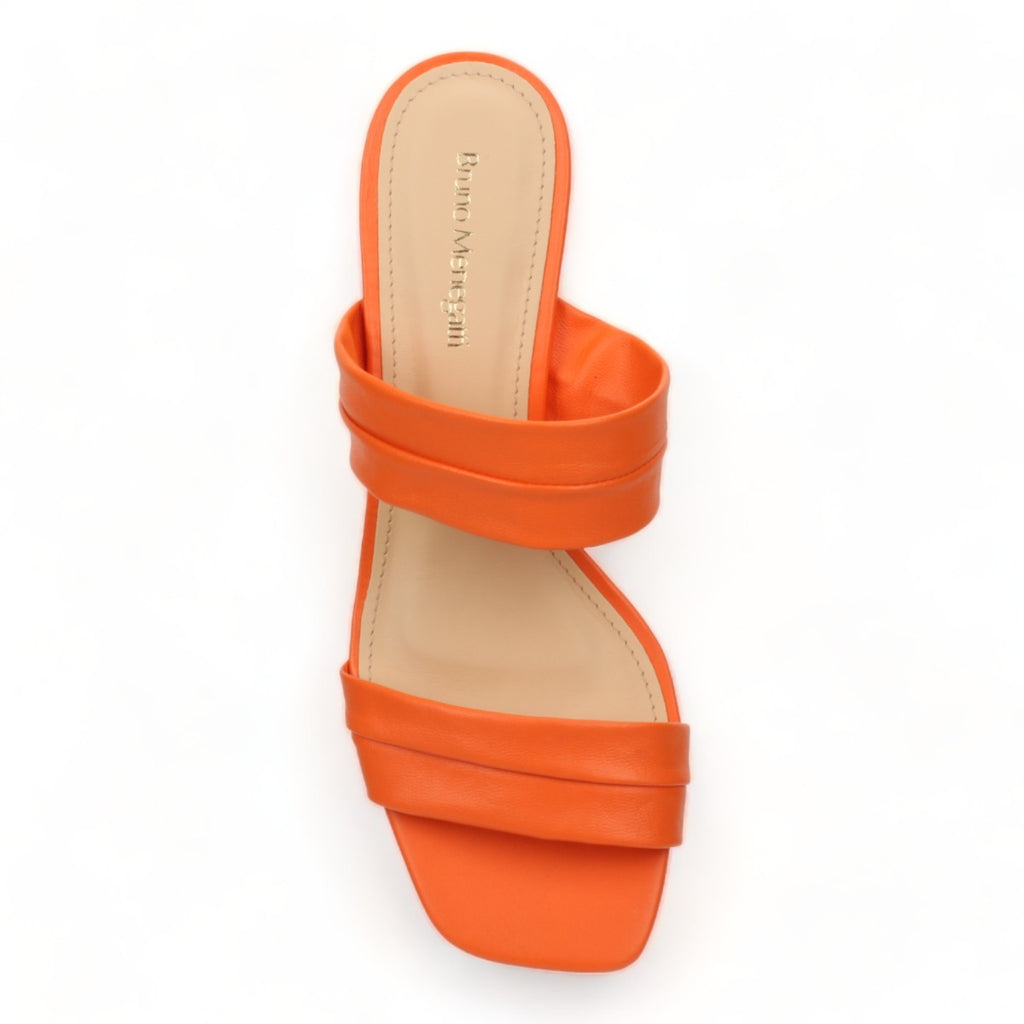 Bruno Menegatti Victoria Leather Slide Sandal - Orange Leather Heel