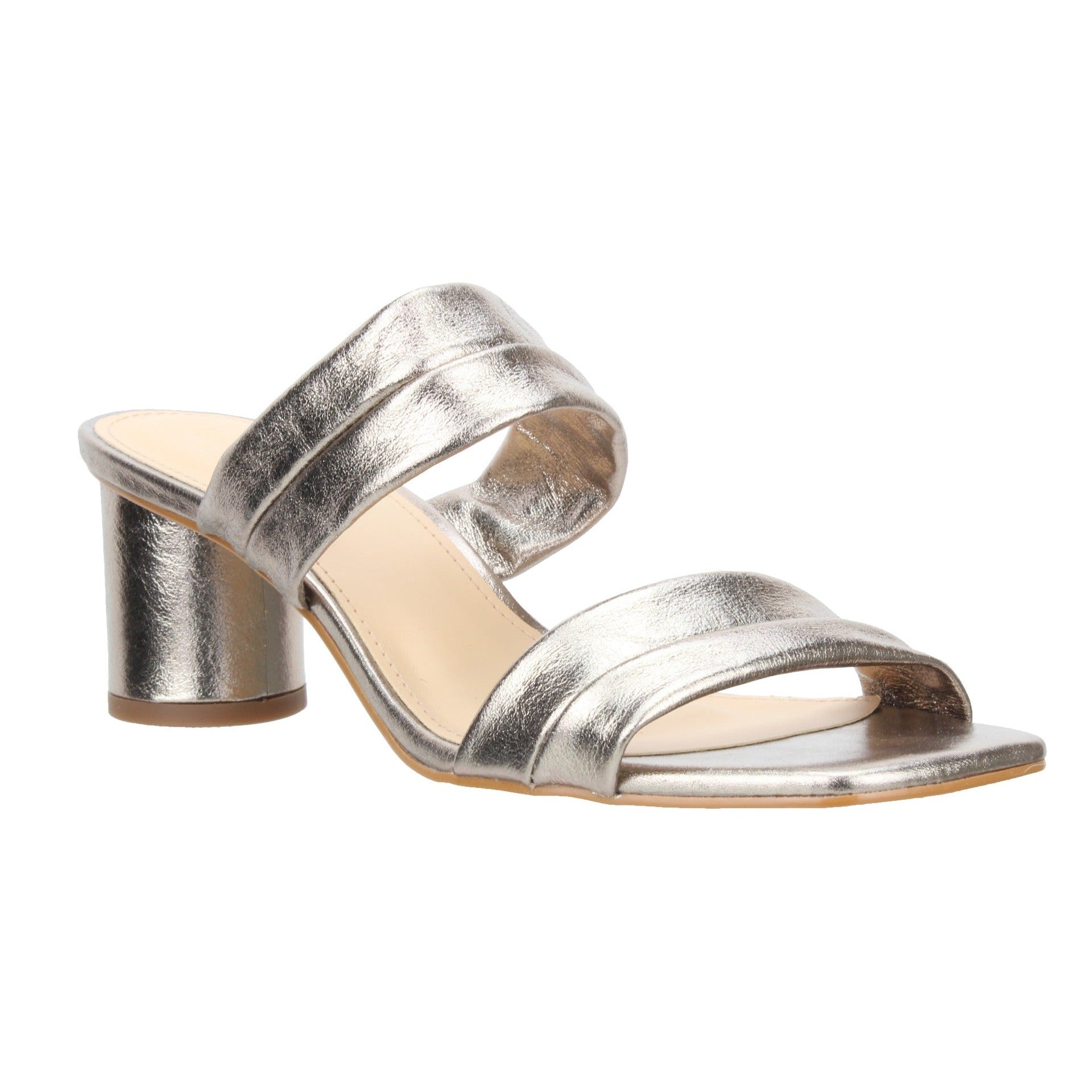 Bruno Menegatti Victoria Leather Slide Sandal - Pewter Leather Heel