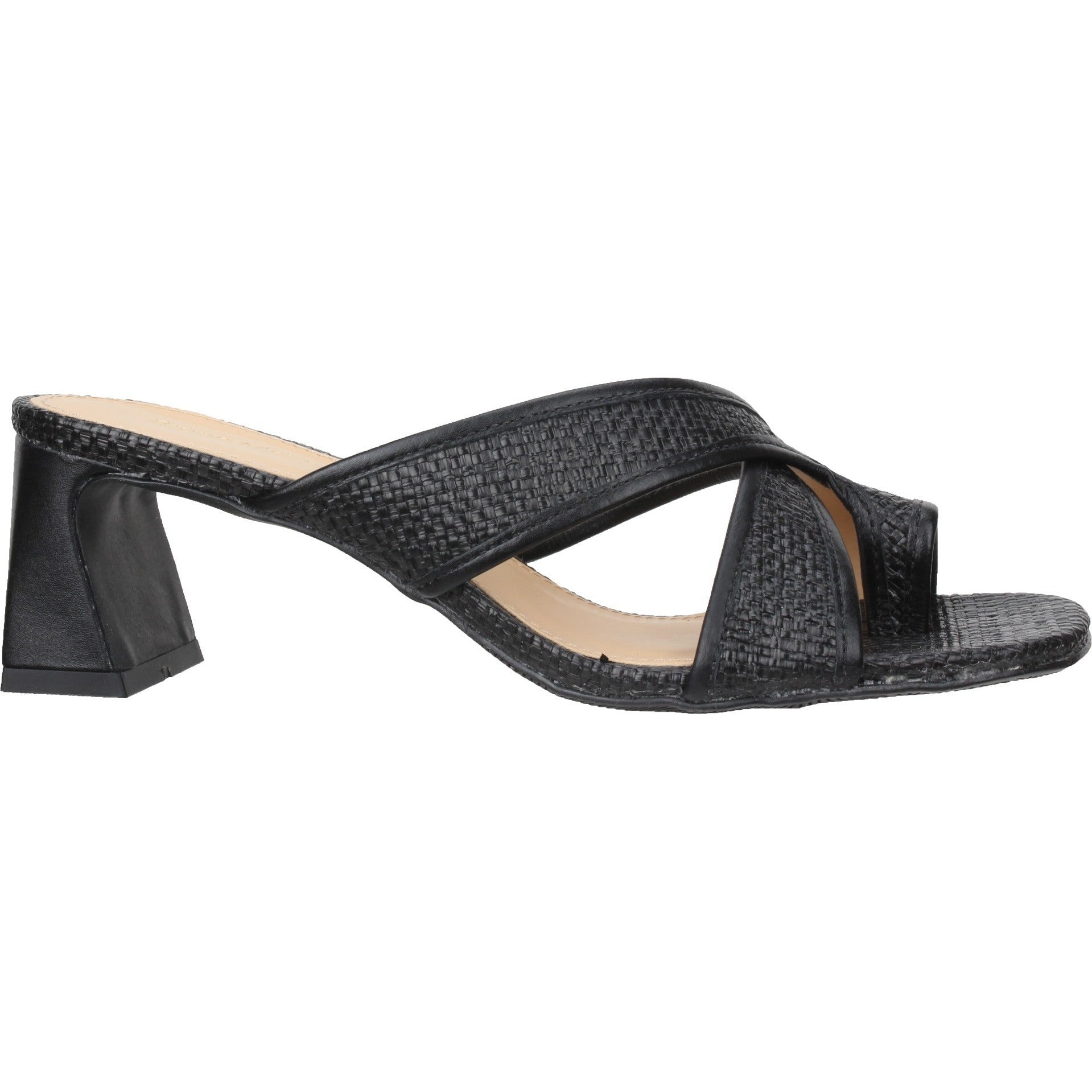 Bruno Menegatti Viola Leather/Straw Slide Sandal - Black