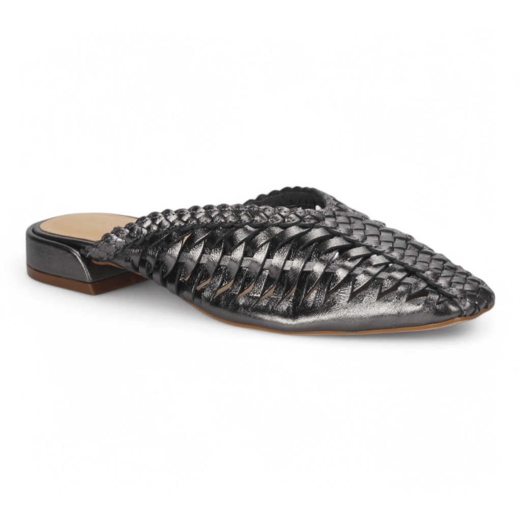 Bruno Menegatti Woven Leather Slide Mules - Carbon