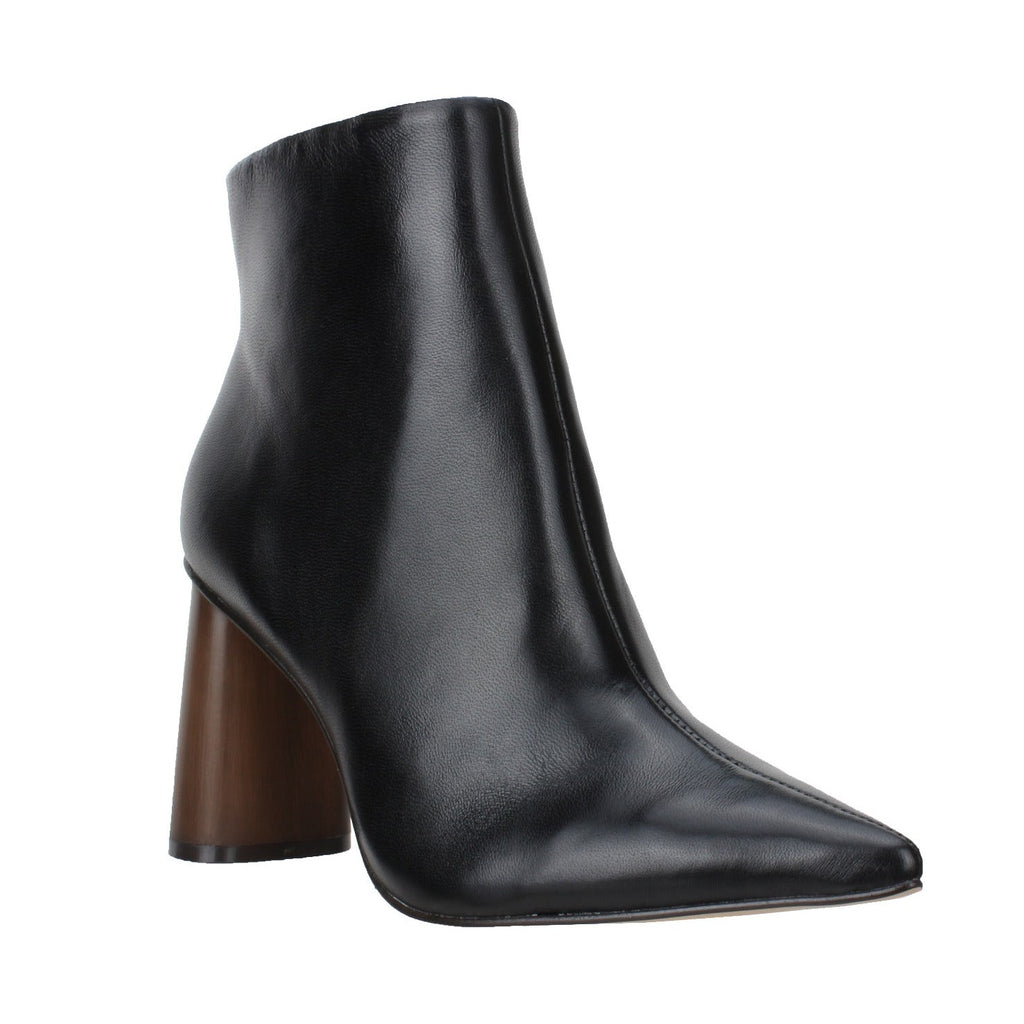Carrano Anna Wooden Heel Leather Bootie-Black