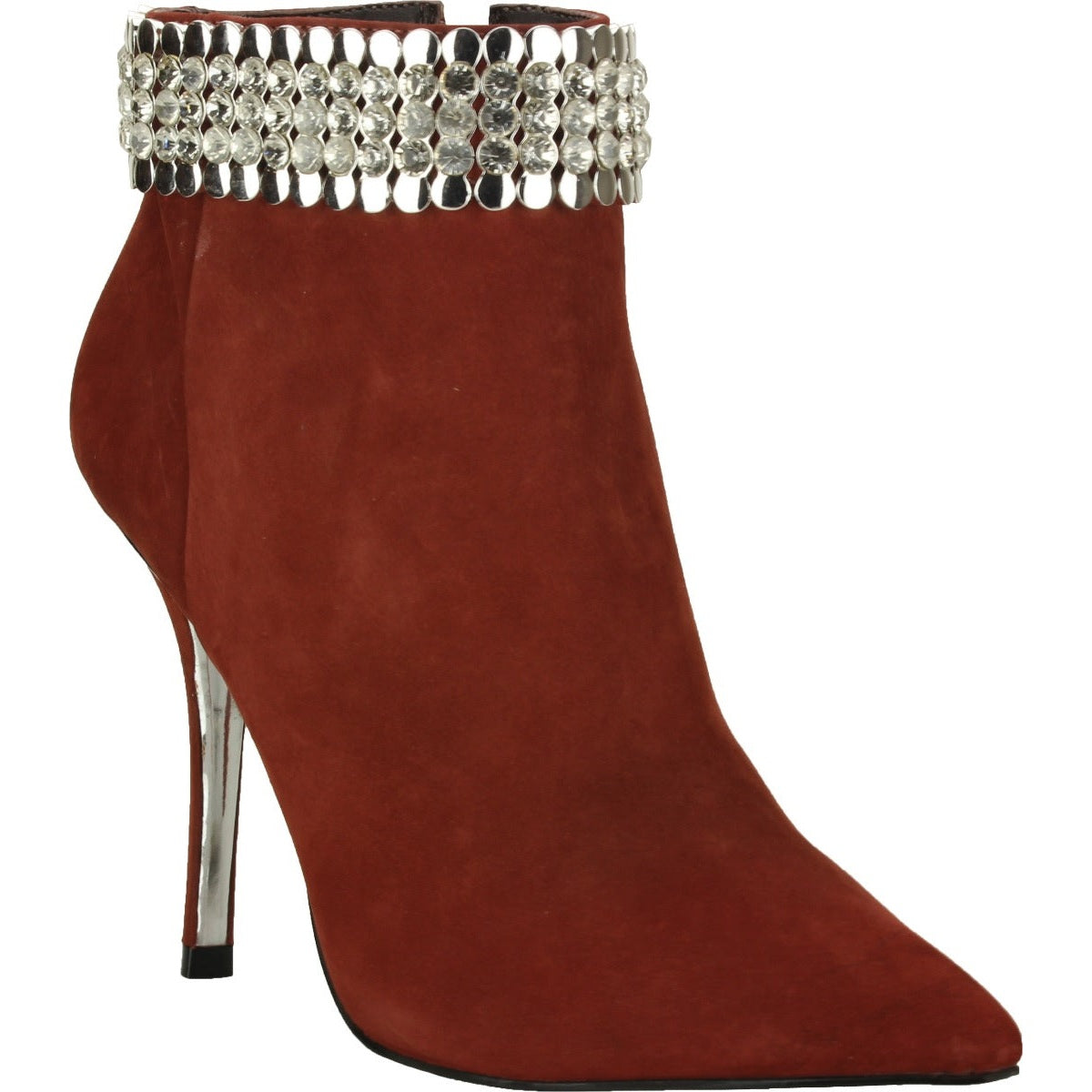 Carrano Antoinette Nubuck Leather Jewelled Bootie - Burgundy