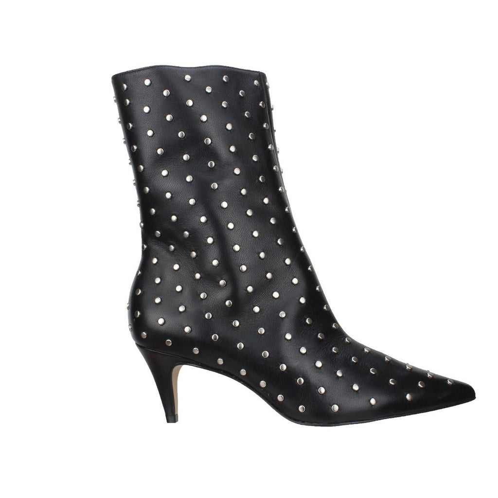 Carrano Aurora Leather Studded Mid-Calf Boot - Black