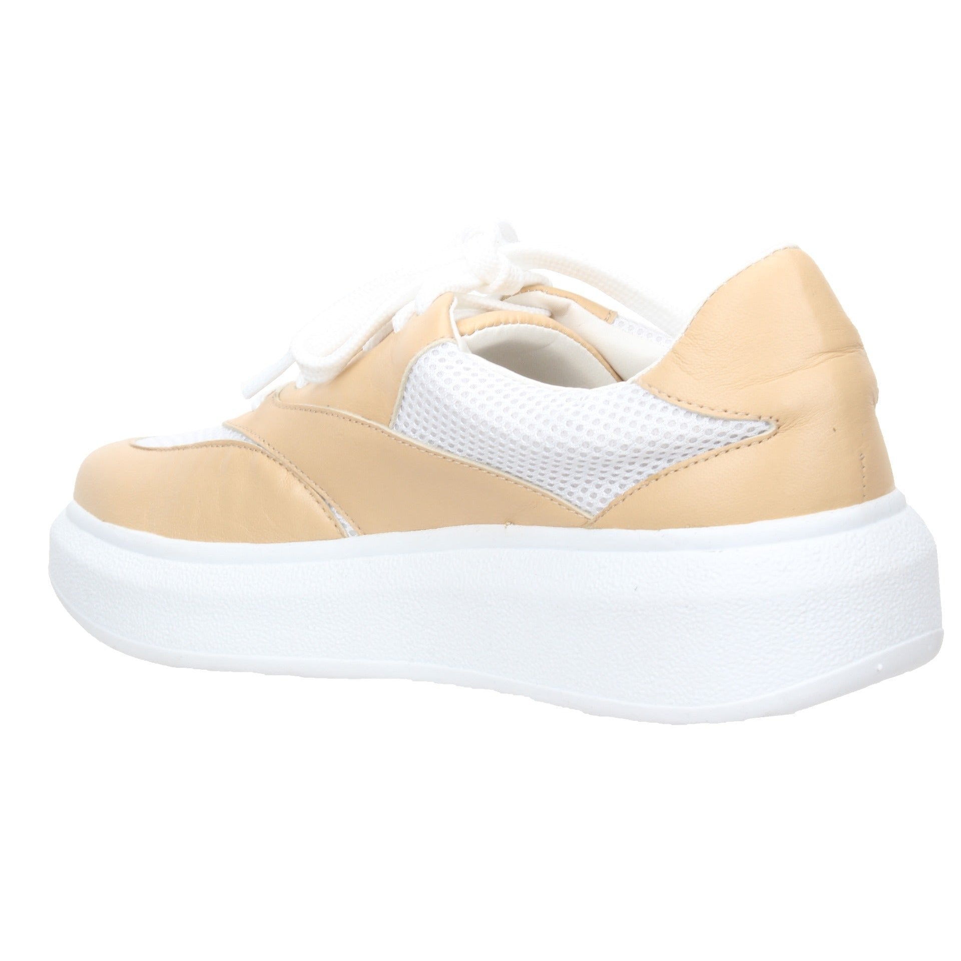 Carrano Carla Leather/Mesh Sneakers-Cream