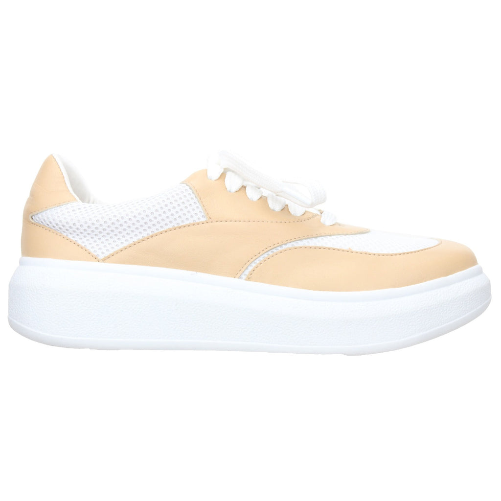 Carrano Carla Leather/Mesh Sneakers-Cream