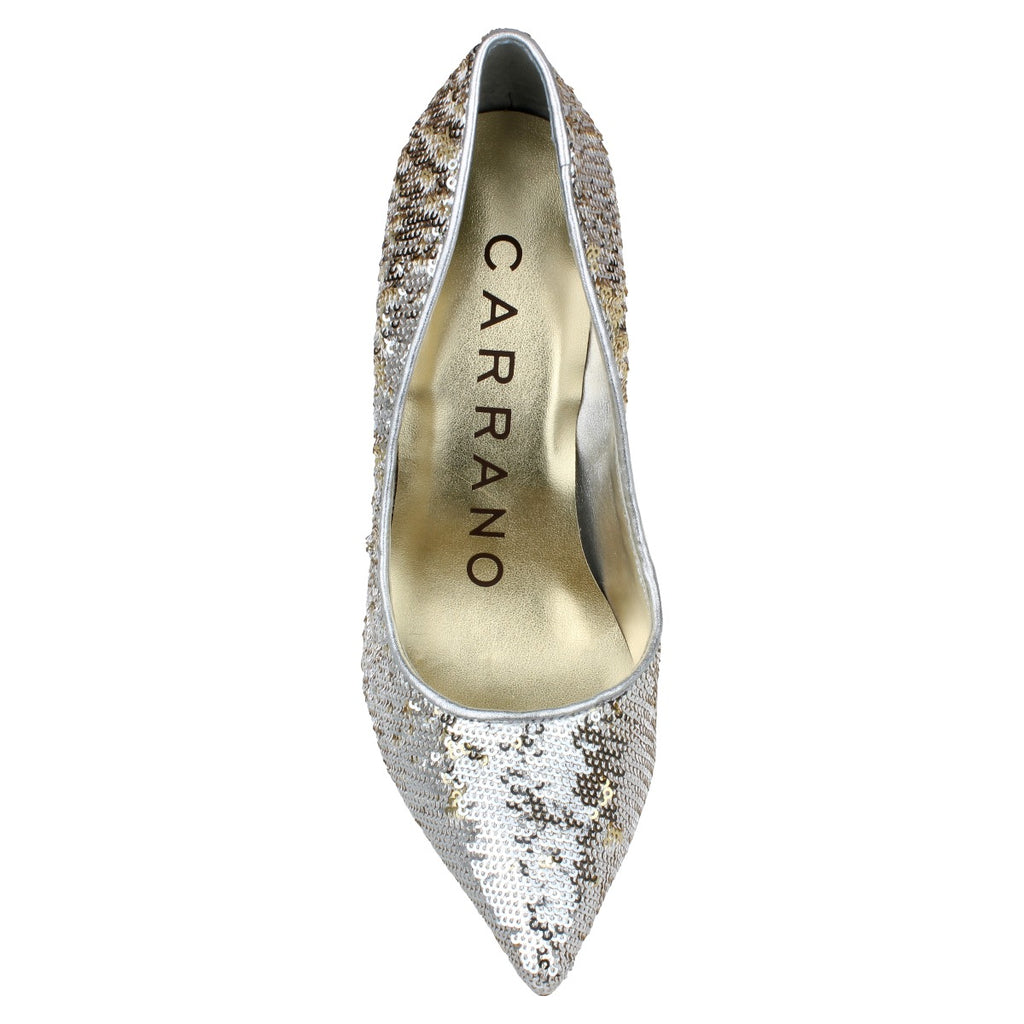 Carrano Cherri Leather Pump Sequins - Silver