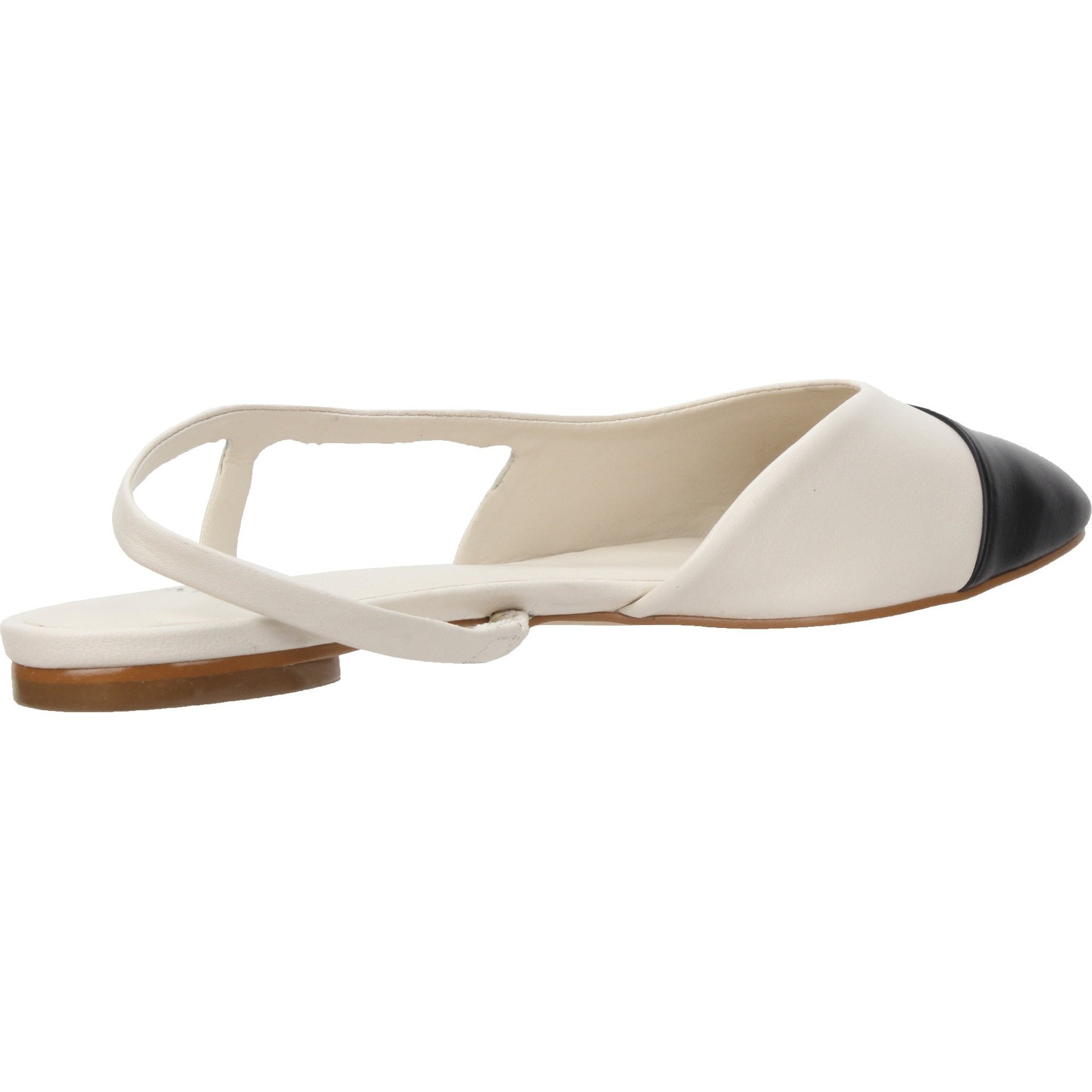 Carrano Eliz Sling Back Leather Dress Flat- Black/Latte