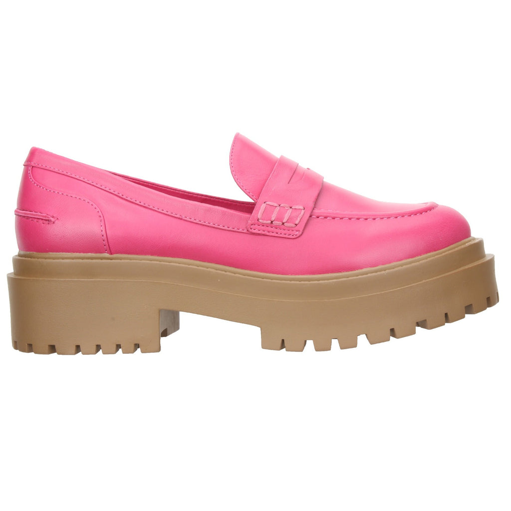 Carrano Isa Leather Tractor Loafer-Lipstick Pink