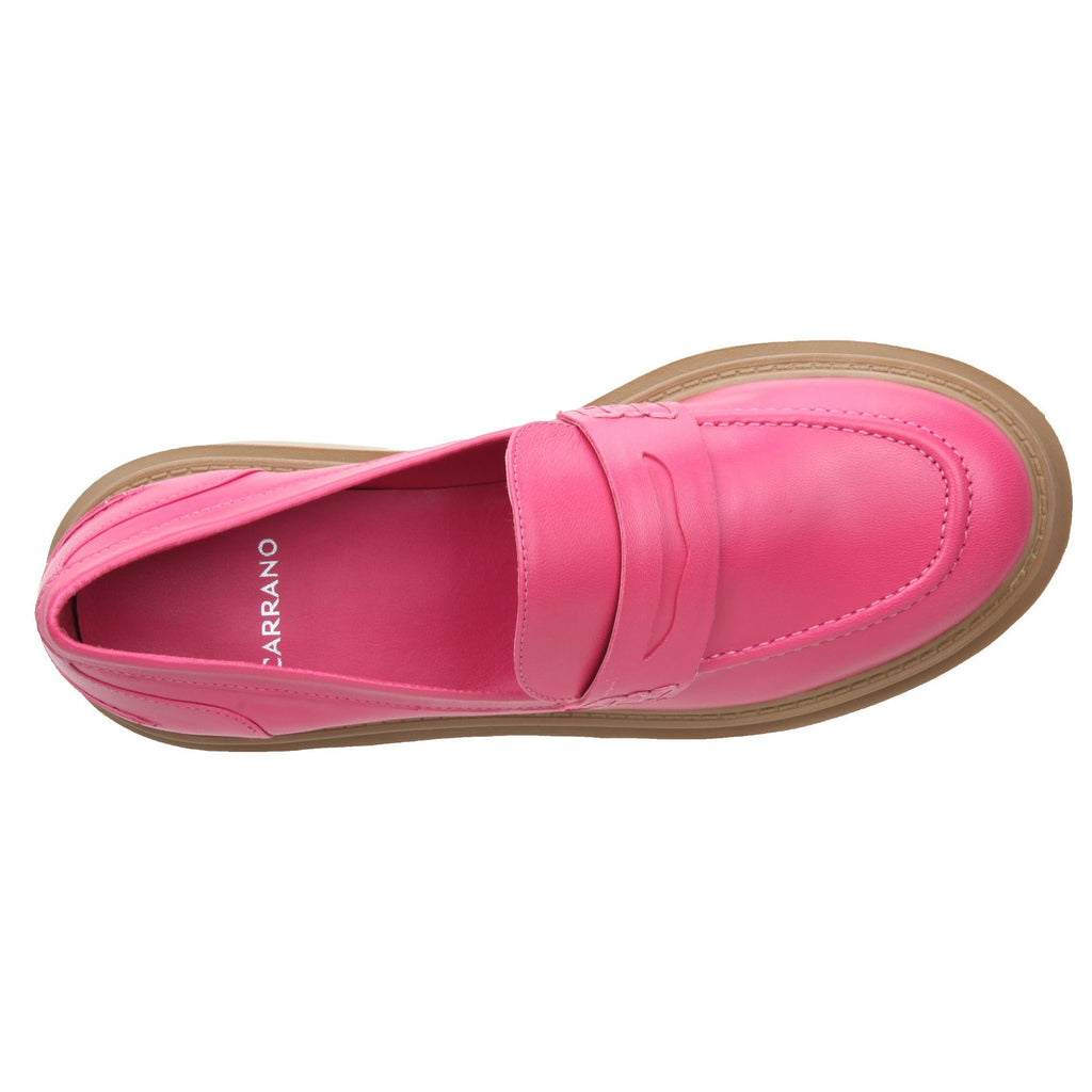 Carrano Isa Leather Tractor Loafer-Lipstick Pink
