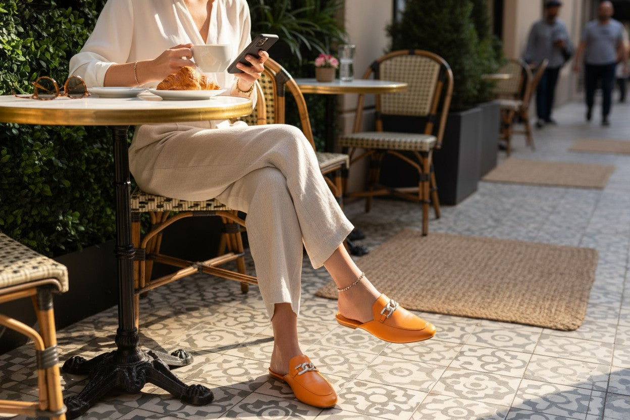 Carrano Julietta Leather Mule-Tangerine