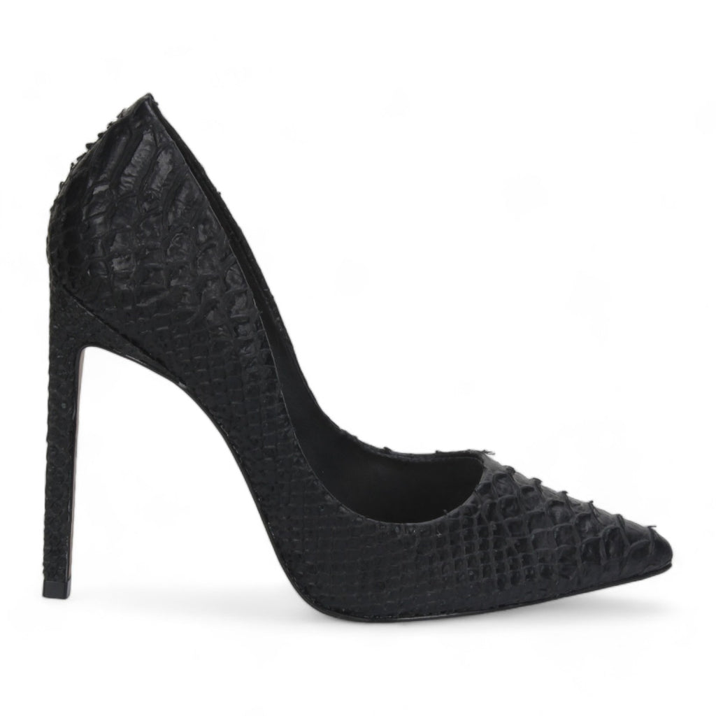 Carrano Martini Snake Skin Embossed Leather Pump - Black