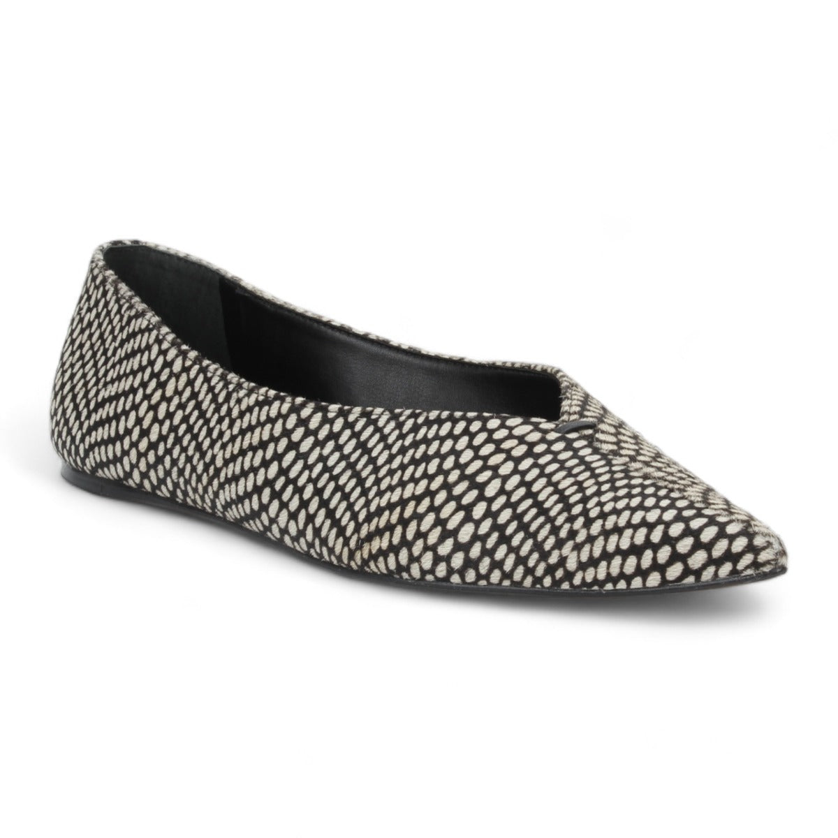 Carrano Megan Leather Flat - Calf Hair Black/White