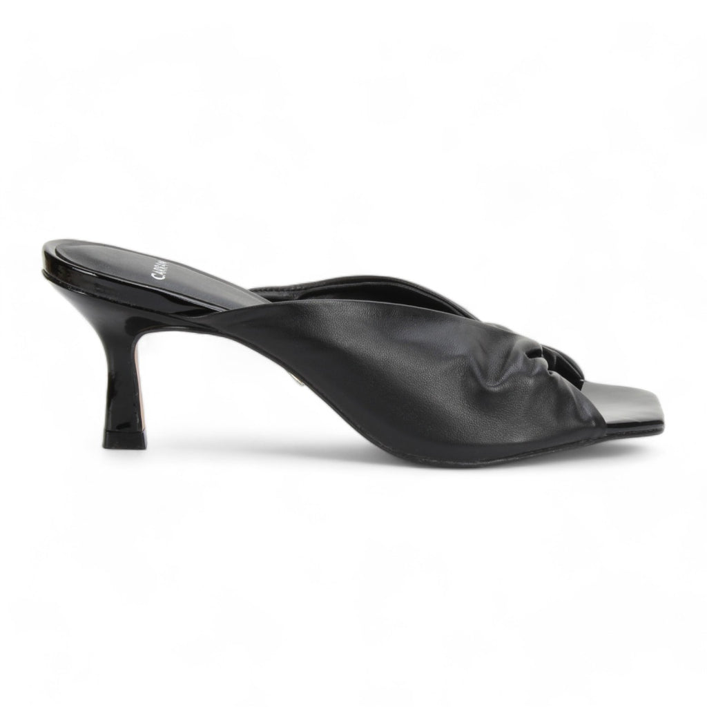 Carrano Sage Slide Leather/Patent Sandal- Black