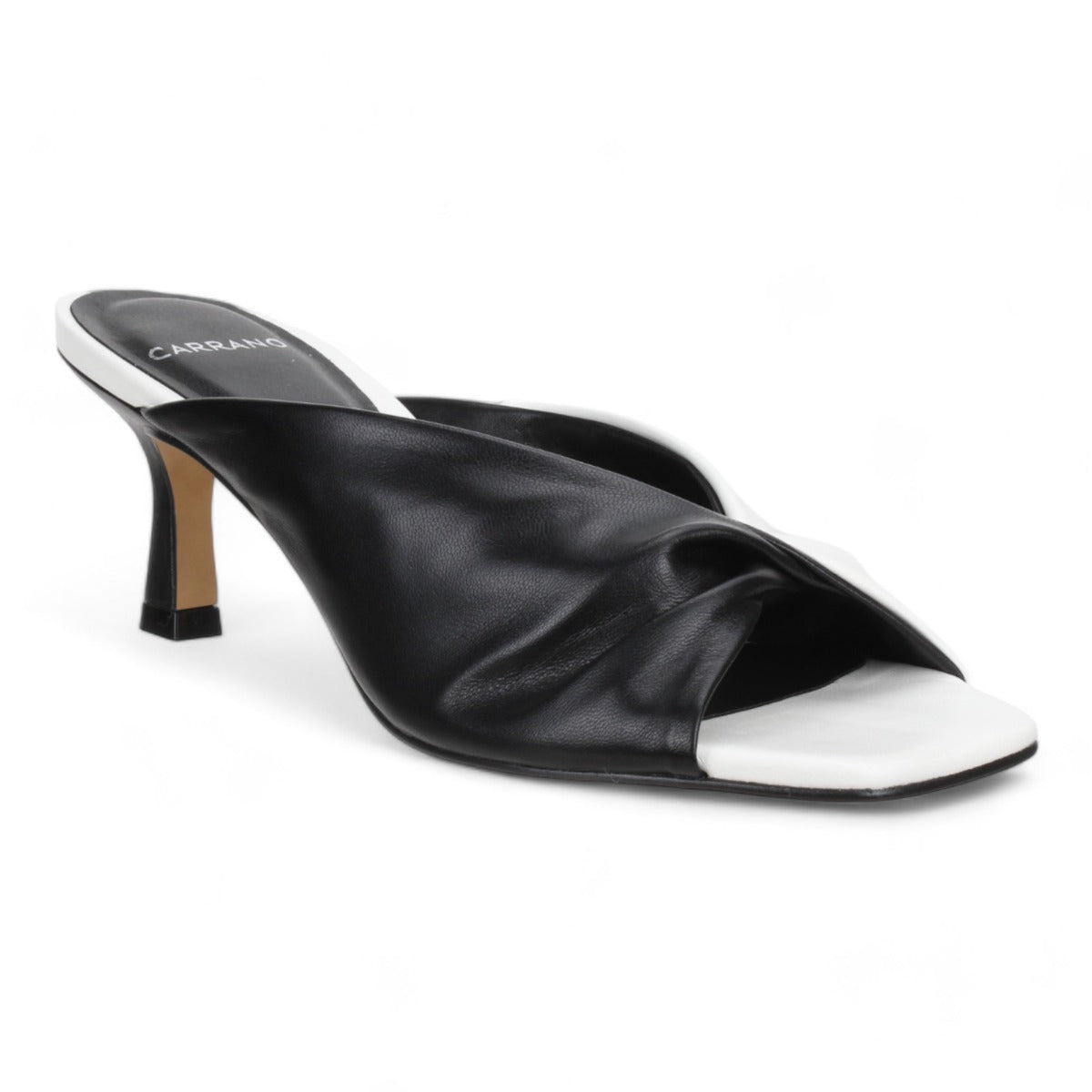 Carrano Sage Slide Leather Sandal-Black White