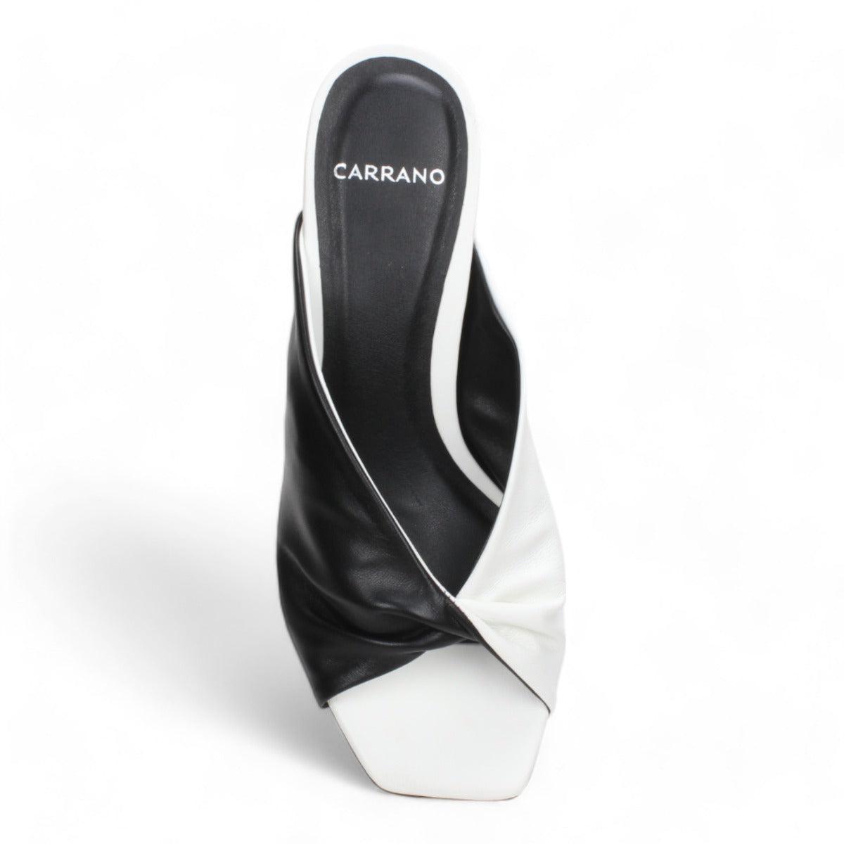 Carrano Sage Slide Leather Sandal-Black White