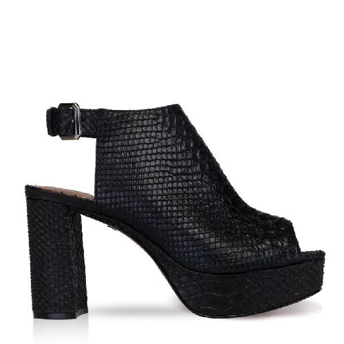 Carrano Snake Leather Platform- Black