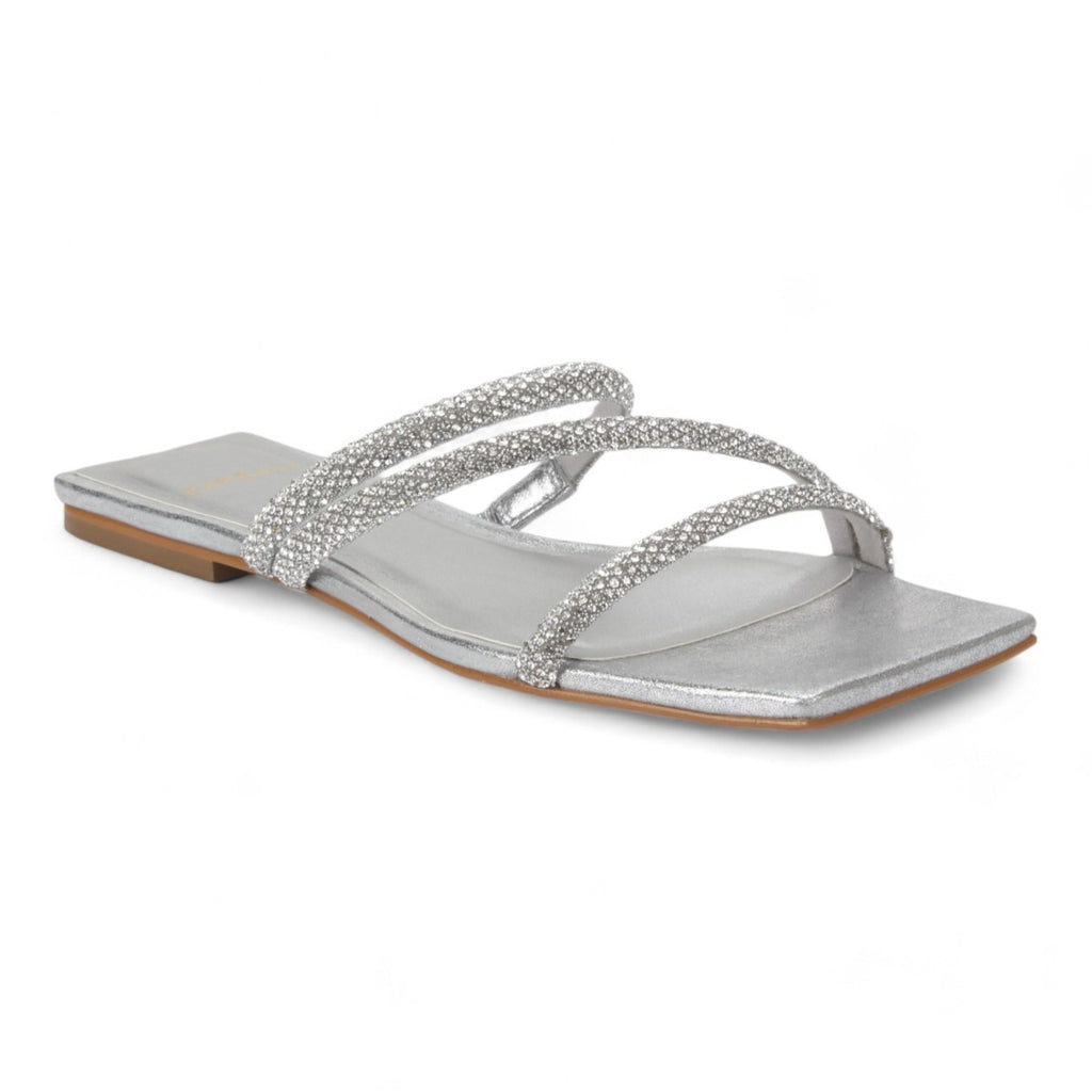 Carrano Sue Dress Flat Sandal Metallic Leather - Silver