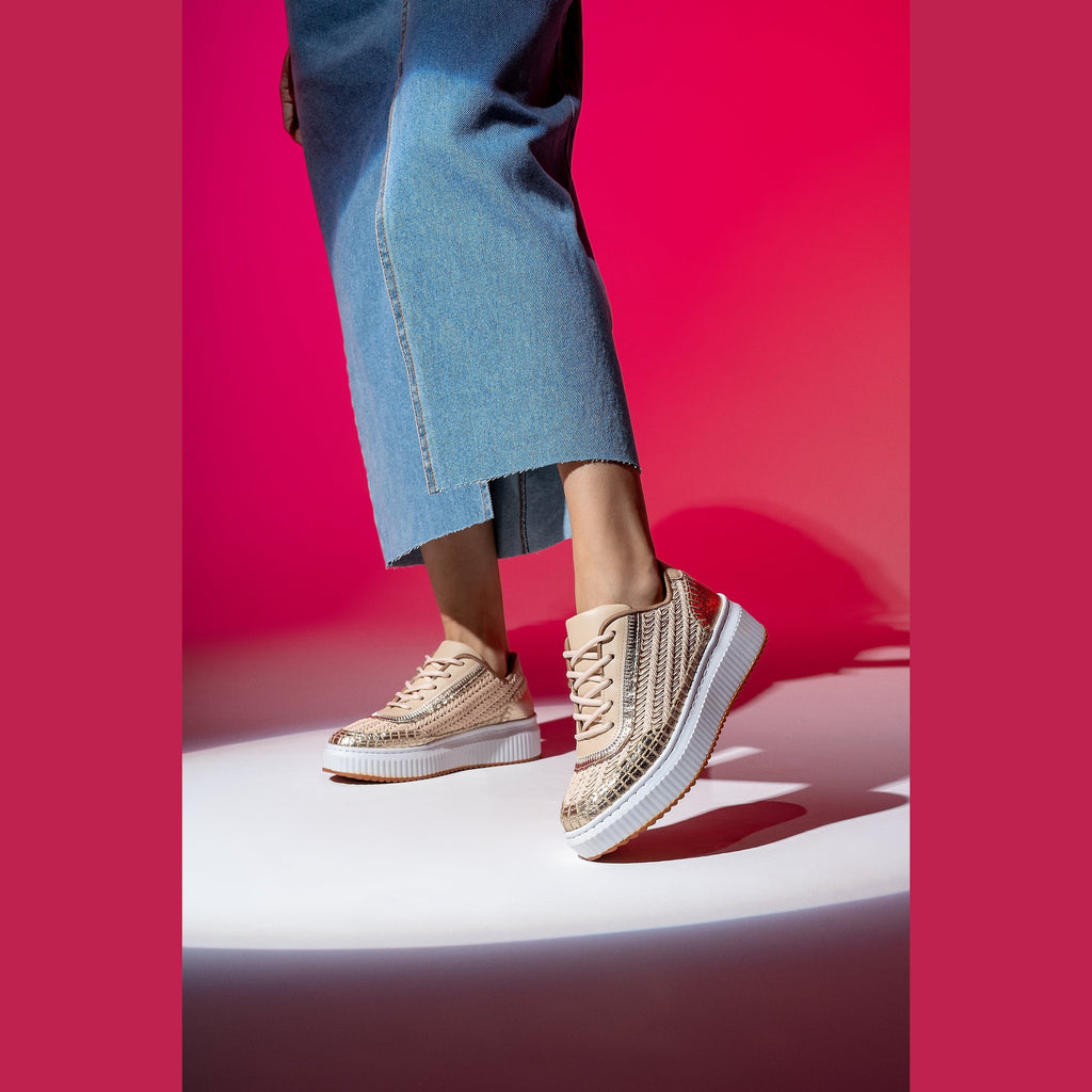 Love Rio Avery Embossed Sneakers - Gold
