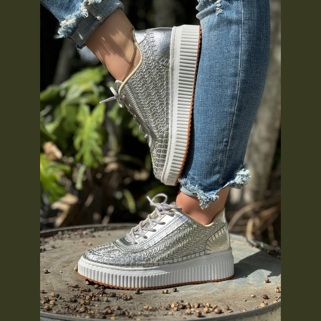 Love Rio Avery Embossed Sneakers - Silver