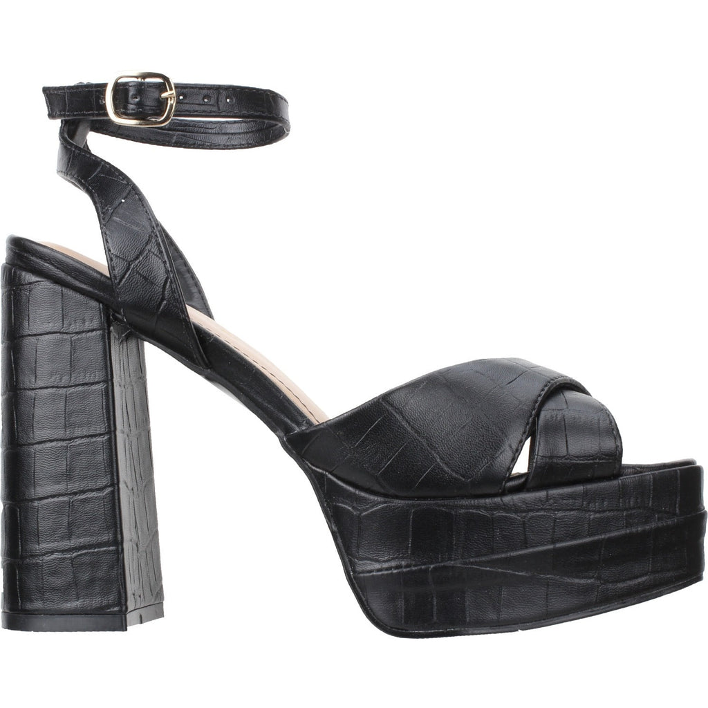Offline Platform Dress Croco Sandal- BLACK