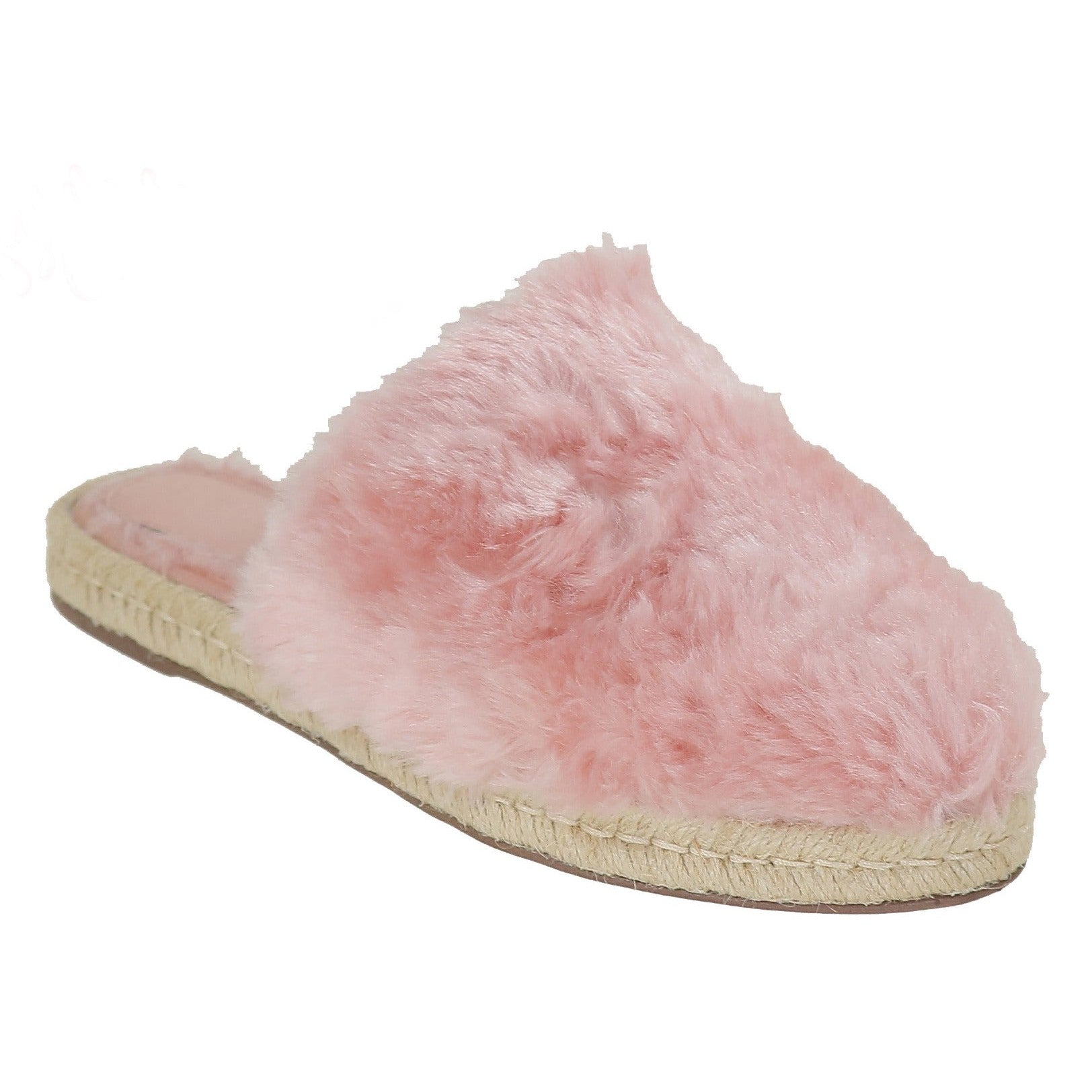 Valentina angie-fluffy closed toe rose flat slippers