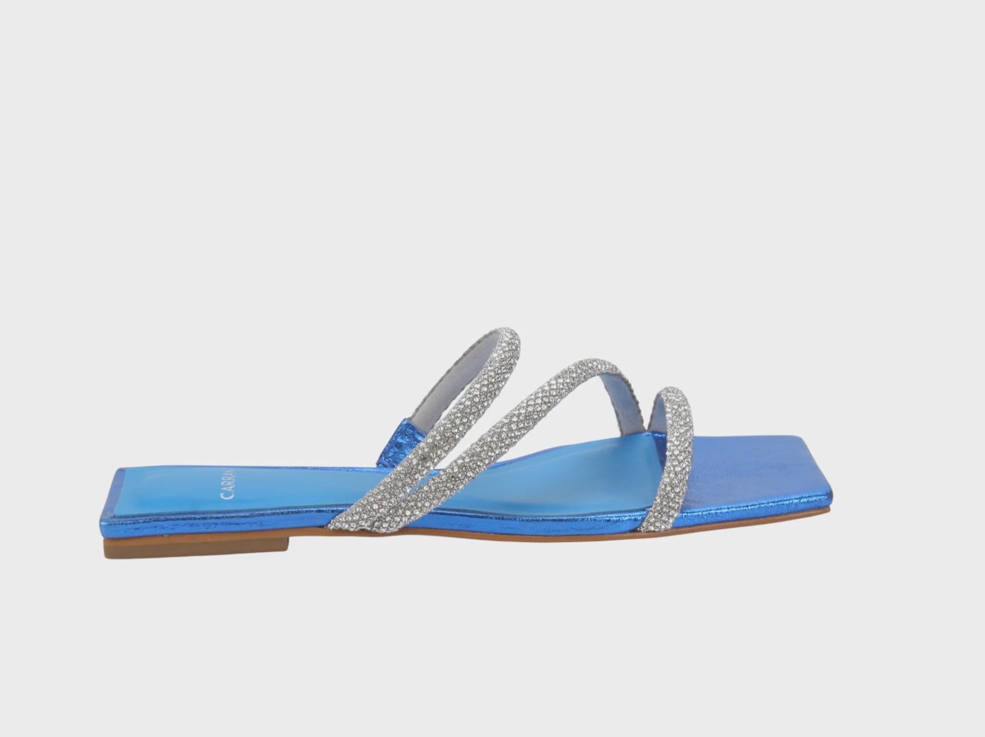 Carrano Sue Dress Flat Sandal Metallic Leather - Blue