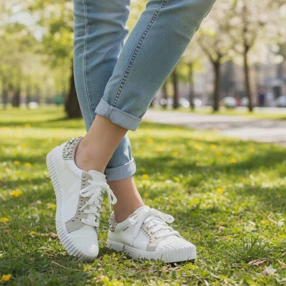 Carrano Women's Leather Suede Sneakers - White