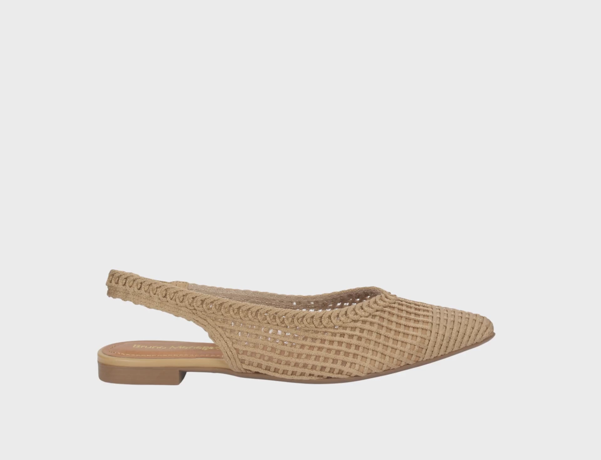 Bruno Menegatti Sandra Crochet Flat Slingbacks - Pecan