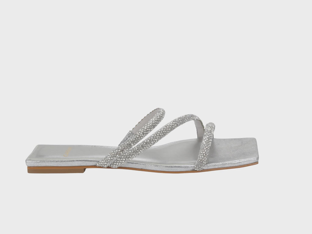 Carrano Sue Dress Flat Sandal Metallic Leather - Silver