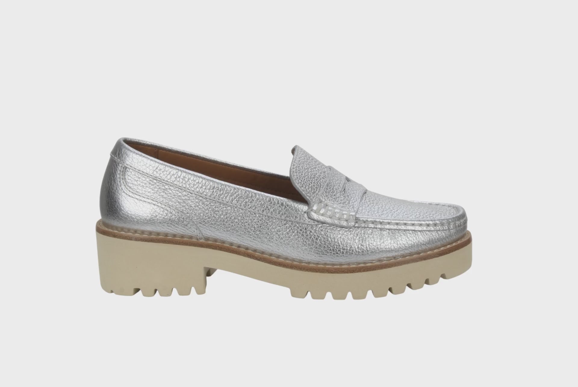 Bruno Menegatti Carrera Leather Loafer Metallic - Silver