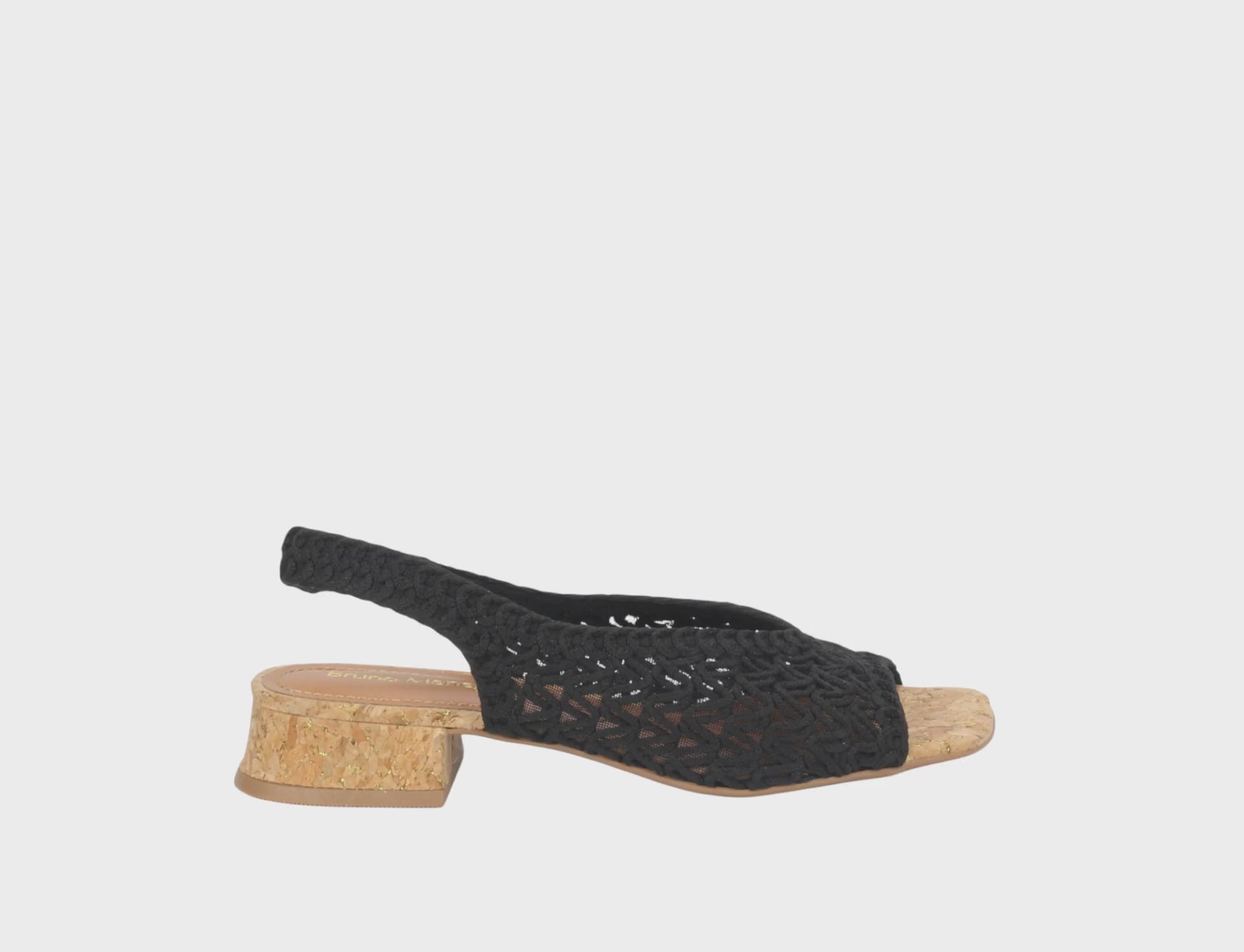 Bruno Menegatti Audra Crochet Woven Slingback - Black