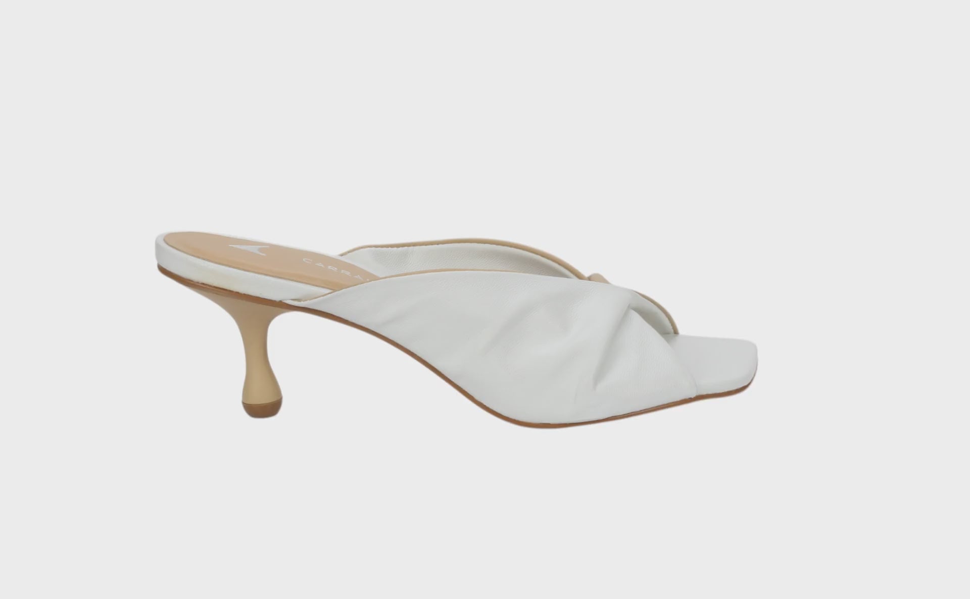 Carrano Elena Leather Slide Mule Sandal - White Cream