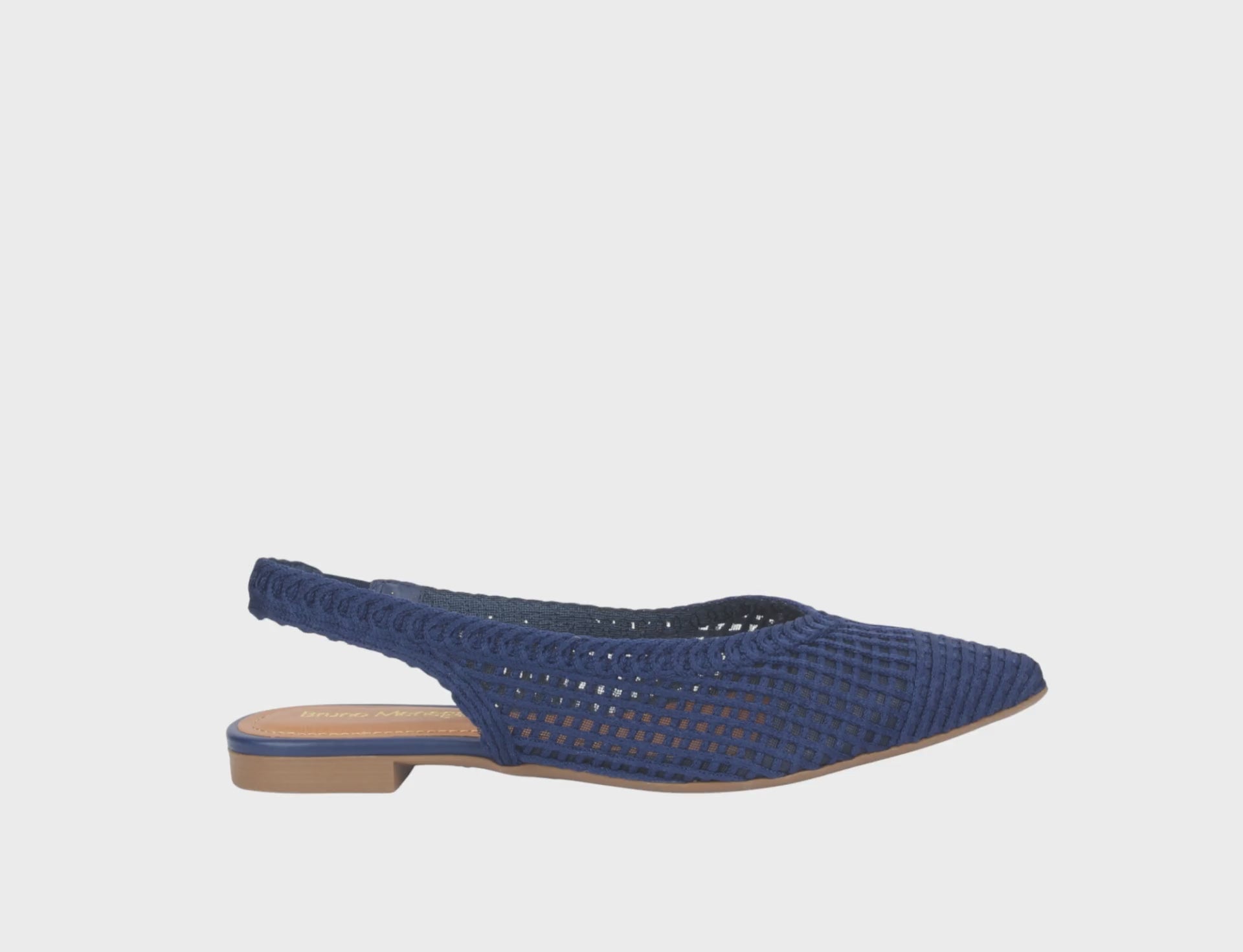 Bruno Menegatti Sandra Crochet Flat Slingbacks - Navy