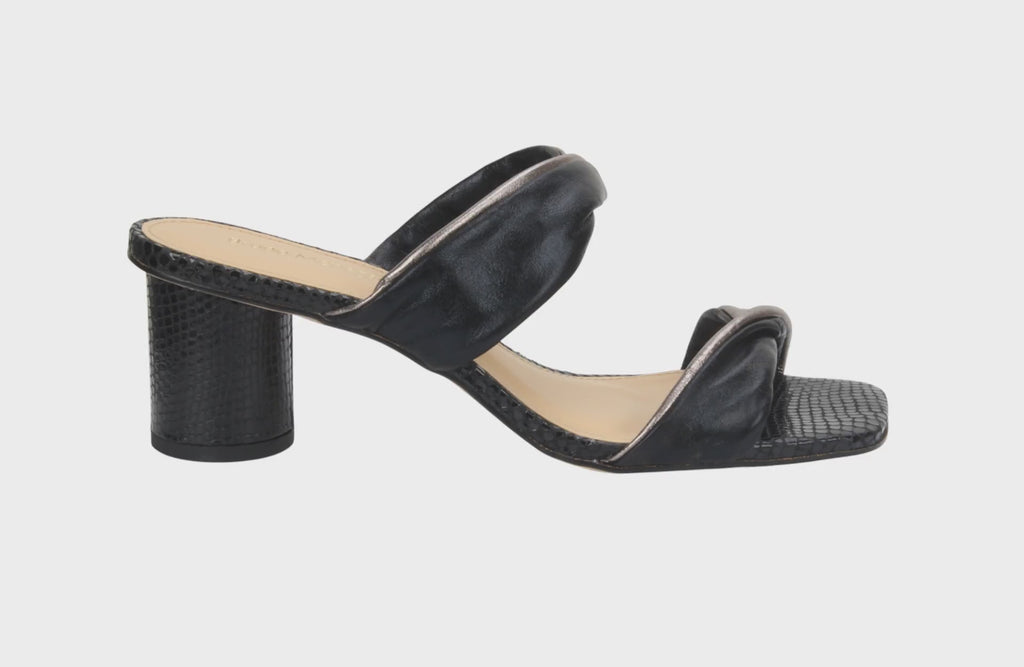 Bruno Menegatti Diana Heeled Slide Sandal - Black Onyx